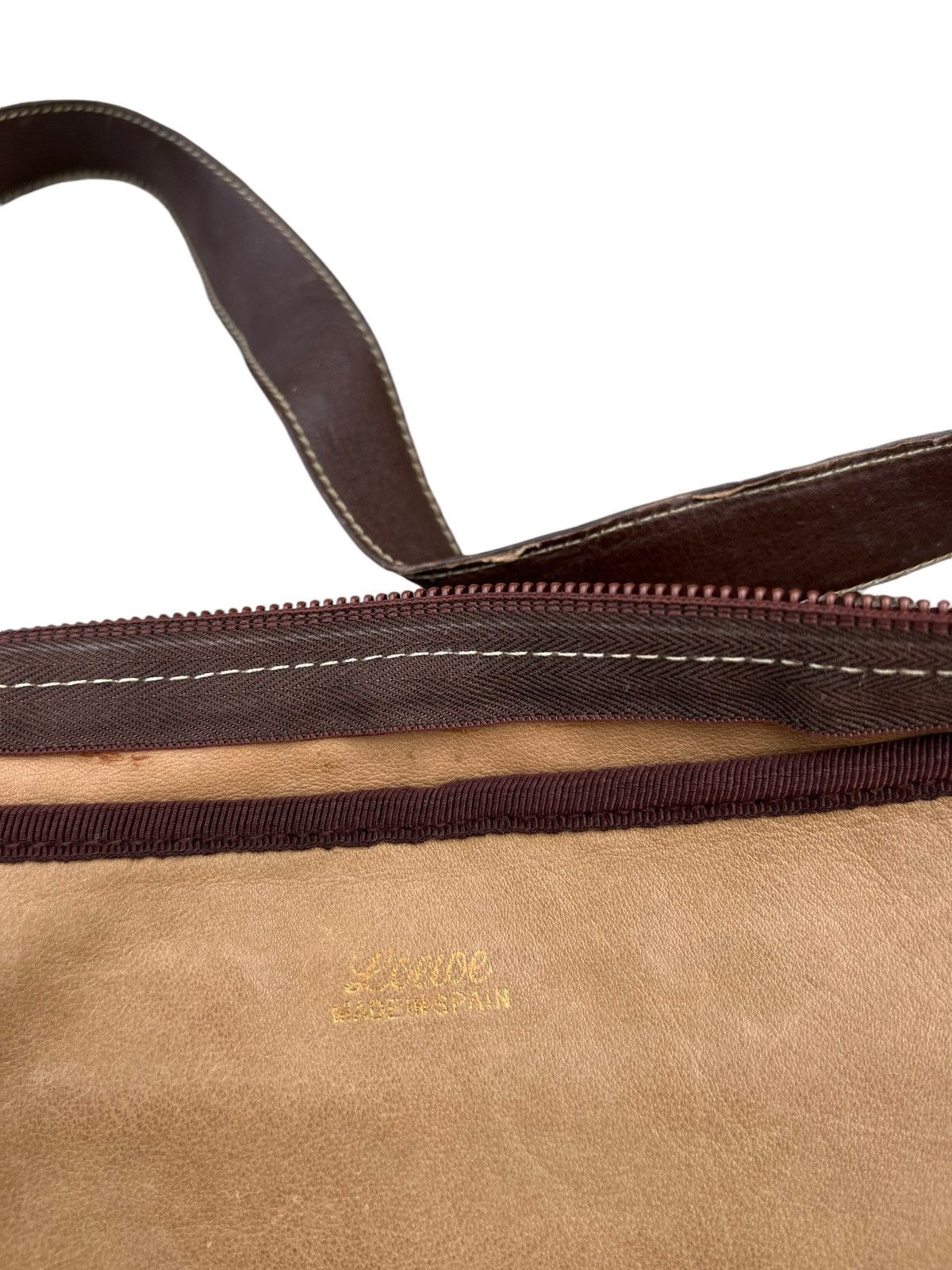 Leather Vintage 80s LOEWE Patina Distress Scratch Suede Leather Bag Size ONE SIZE - 24 Thumbnail
