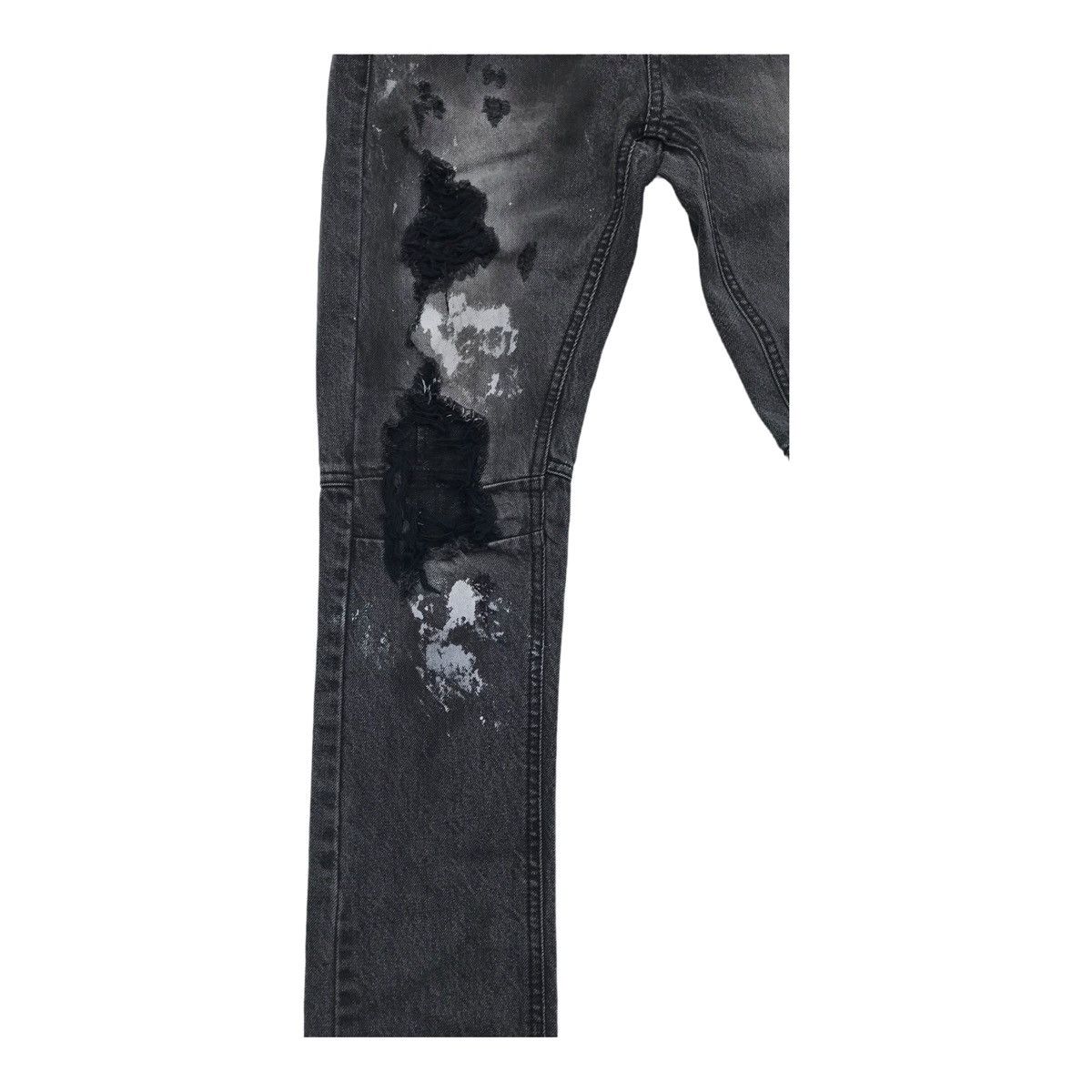 Japanese Brand Dot & Stripe Paint Splash Distressed Black Skinny Denim Pant Size US 31 - 10 Thumbnail