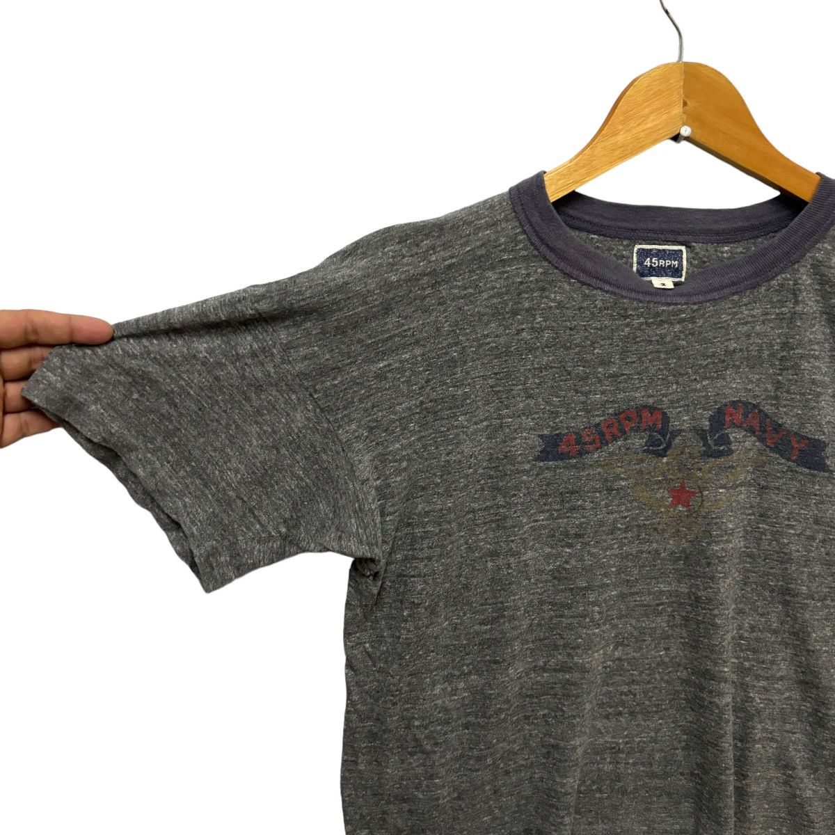 45rpm × Japanese Brand 45 Rpm Rip Off Navy Graphic Design Tshirt Size US L / EU 52-54 / 3 - 7 Thumbnail