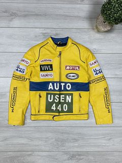 Buy Online Mens Ferrari Leather Motorcycle Jacket Yellow