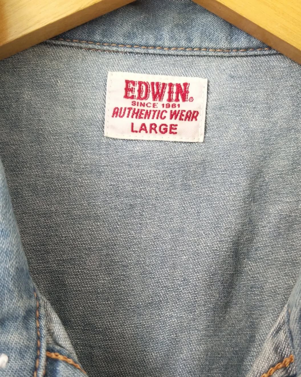Edwin Edwin Blue Short Sleeve Denim Double Pocket Shirt Size L / US 10 / IT 46 - 4 Thumbnail