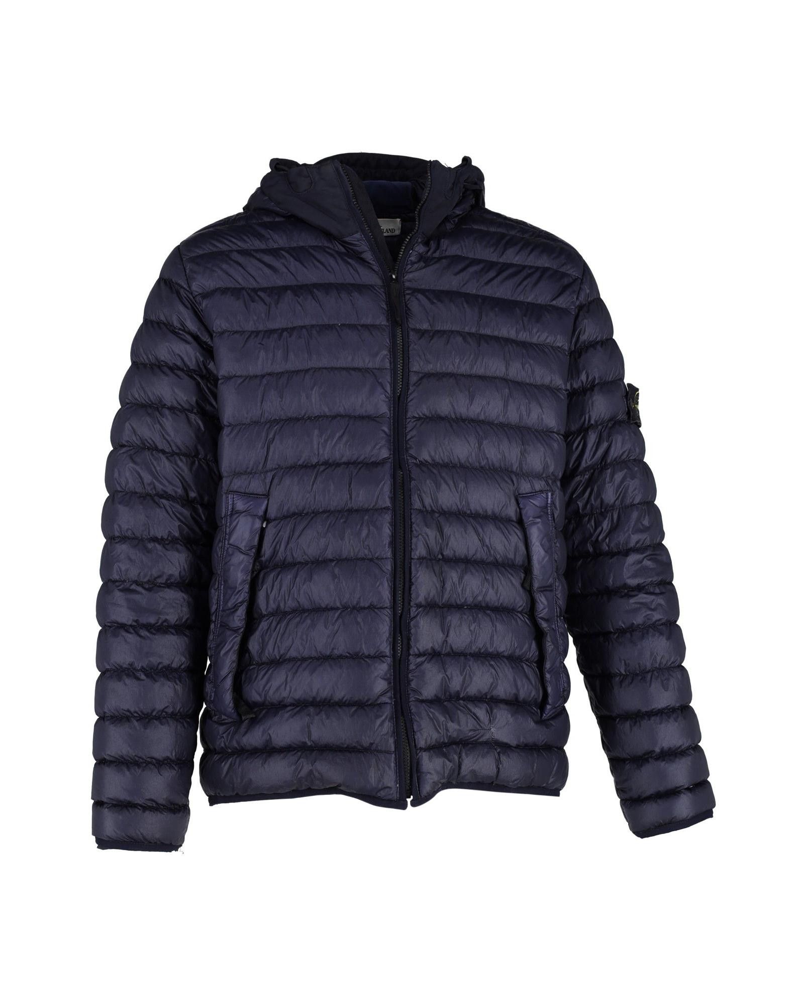 image of Stone Island Ultra-Lightweight Navy Blue Down Jacket With Unique Shades, Men's (Size 2XL)