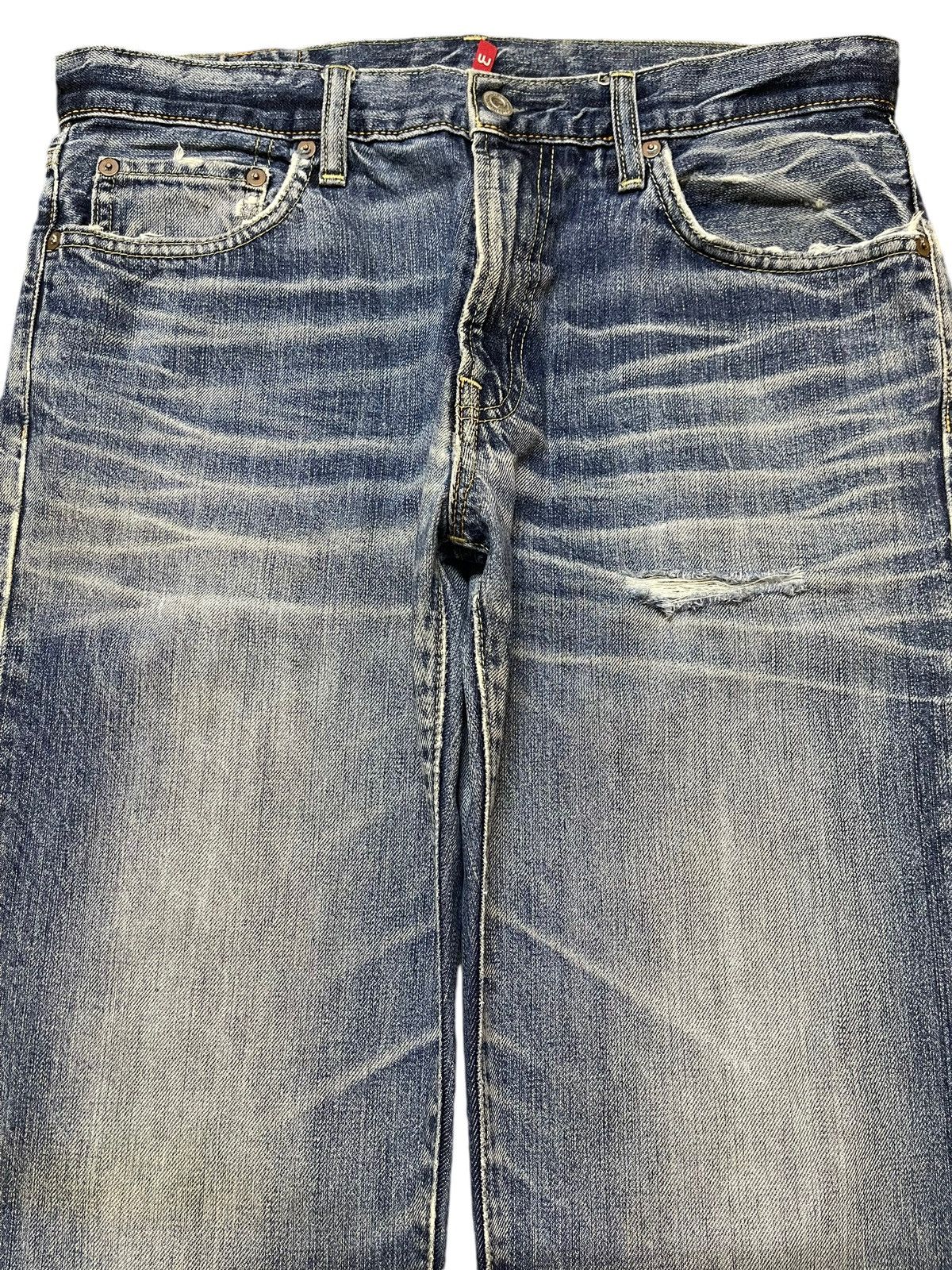Uniqlo Vintage Y2K Uniqlo Blue Faded Wash Whiskers Straight Leg Fit Size US 32 / EU 48 - 3 Thumbnail