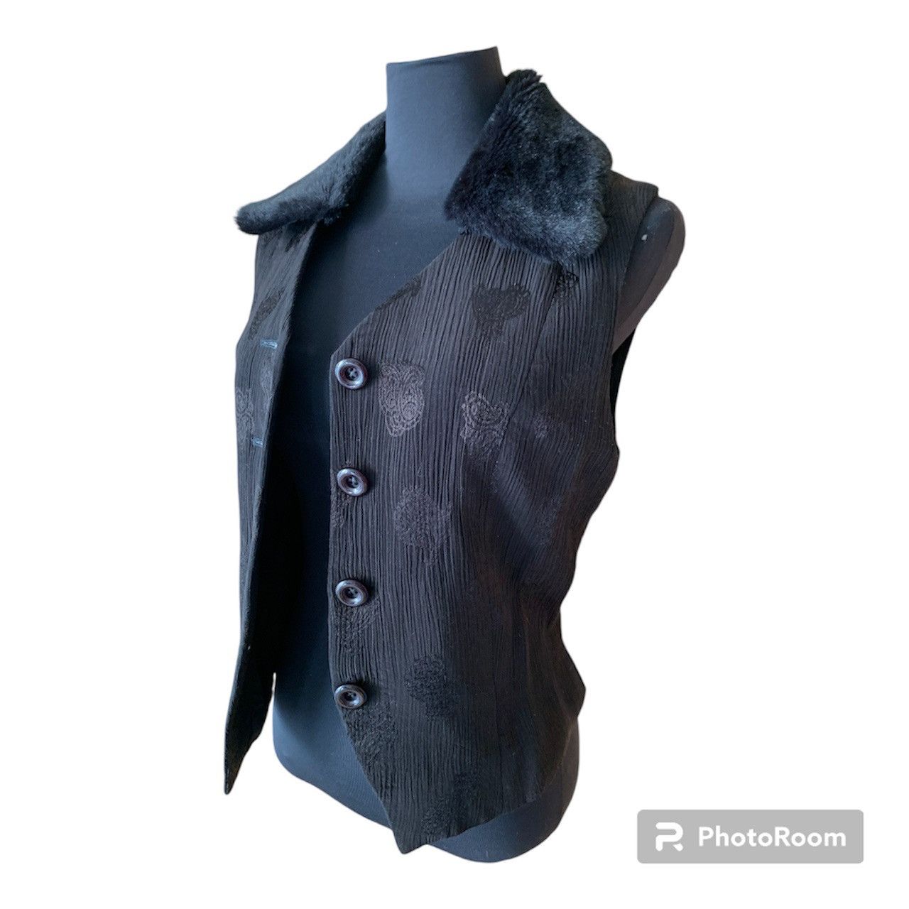 Vintage Vintage 90s Silk Fur Lined Button-Up Vest Size M / US 6-8 / IT 42-44 - 16 Thumbnail