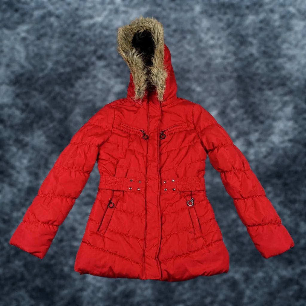 Vintage VINTAGE Dollhouse Coat Womens XS Red Faux Fur Hooded Quilted Puffer Jacket Y2K Size XS / US 0-2 / IT 36-38 - 1 Thumbnail