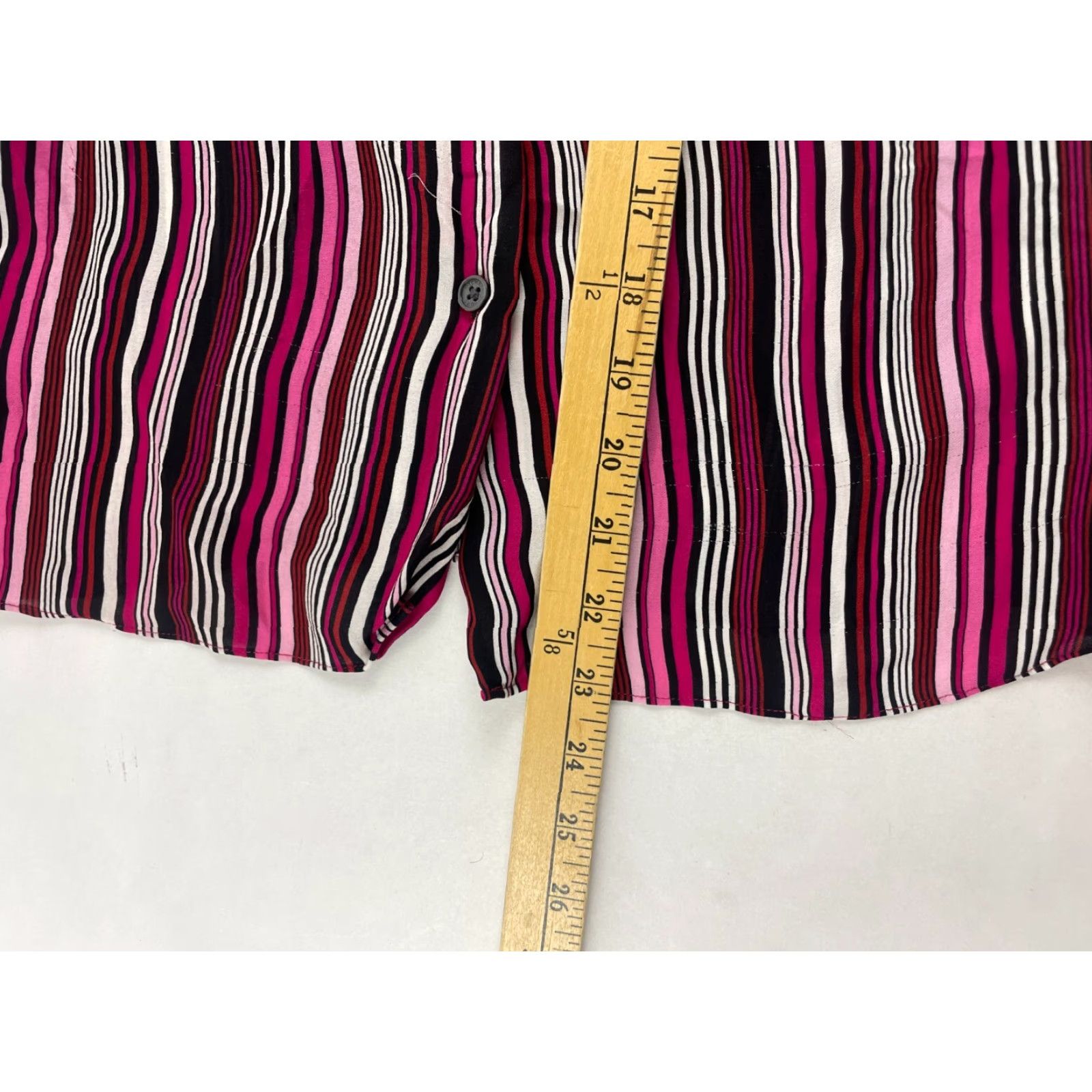 Michael Kors Michael Kors Shirt Women's Size 4 Button-Up Striped Pink Black White Sheer Multicolor Casual Womens Colorful 4 Size S / US 4 / IT 40 - 7 Thumbnail
