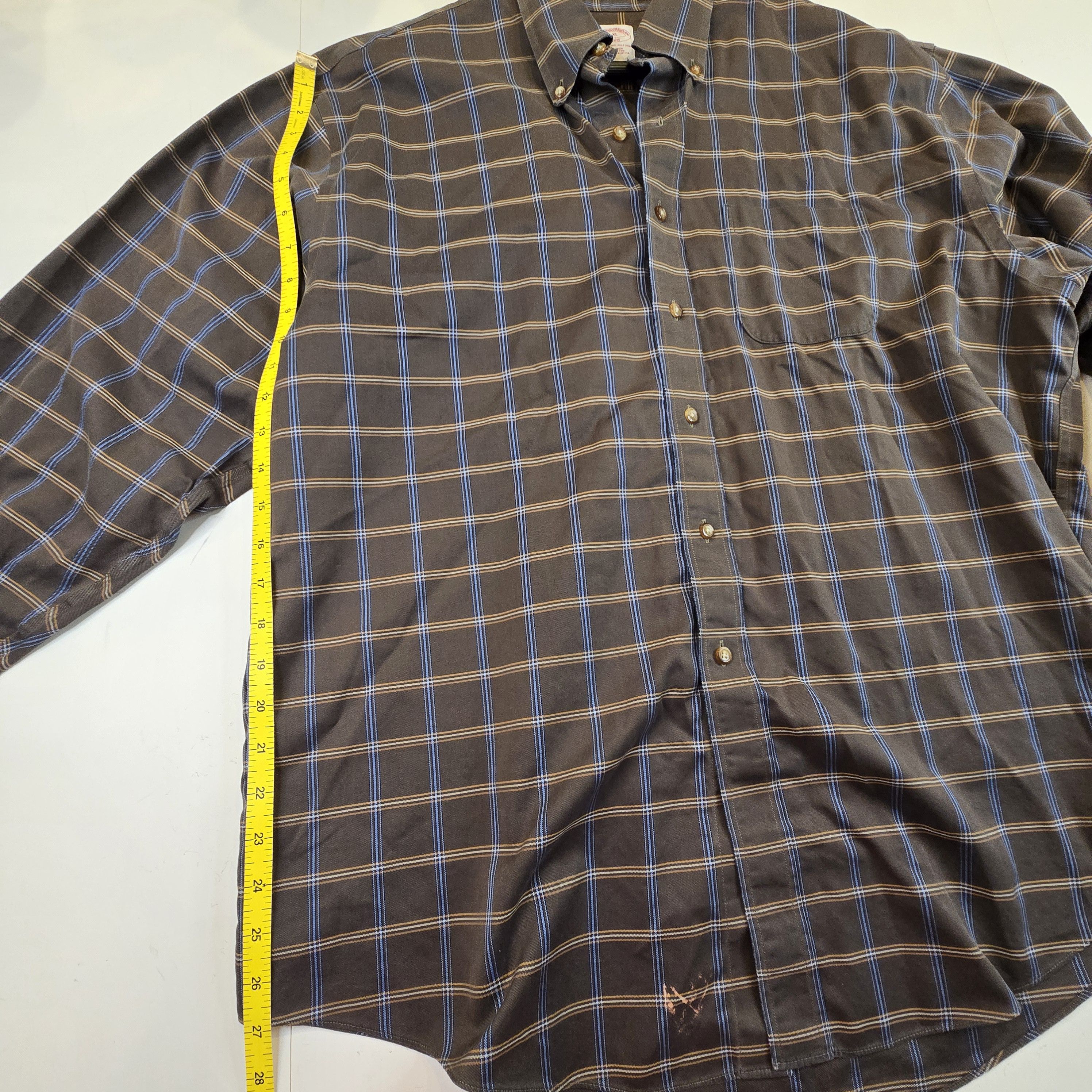 Brooks Brothers Brooks Brothers XL 1818 Regent Shirt Brown Blue Plaid Size US XL / EU 56 / 4 - 7 Thumbnail