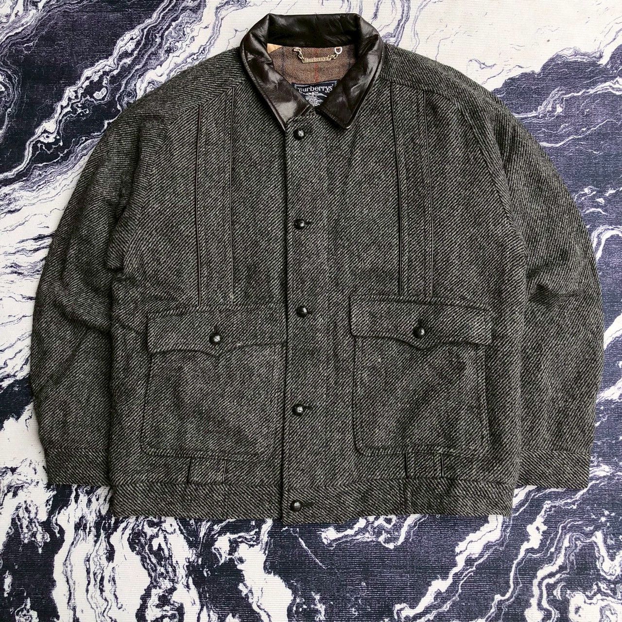 Burberry Vintage Burberrys Wool Jacket — Leather Collar Size US M / EU 48-50 / 2 - 1 Thumbnail
