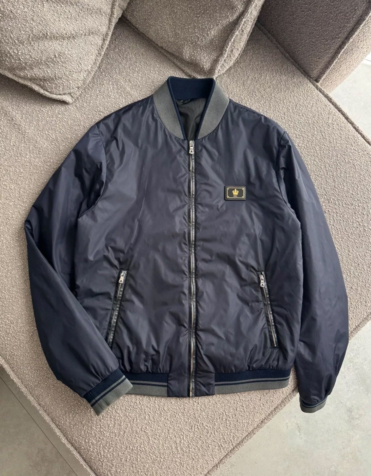 Dolce & Gabbana Men's DOLCE&GABBANA Luxury Bomber Jacket Navy RARE 50 US40 M Size US M / EU 48-50 / 2 - 1 Thumbnail