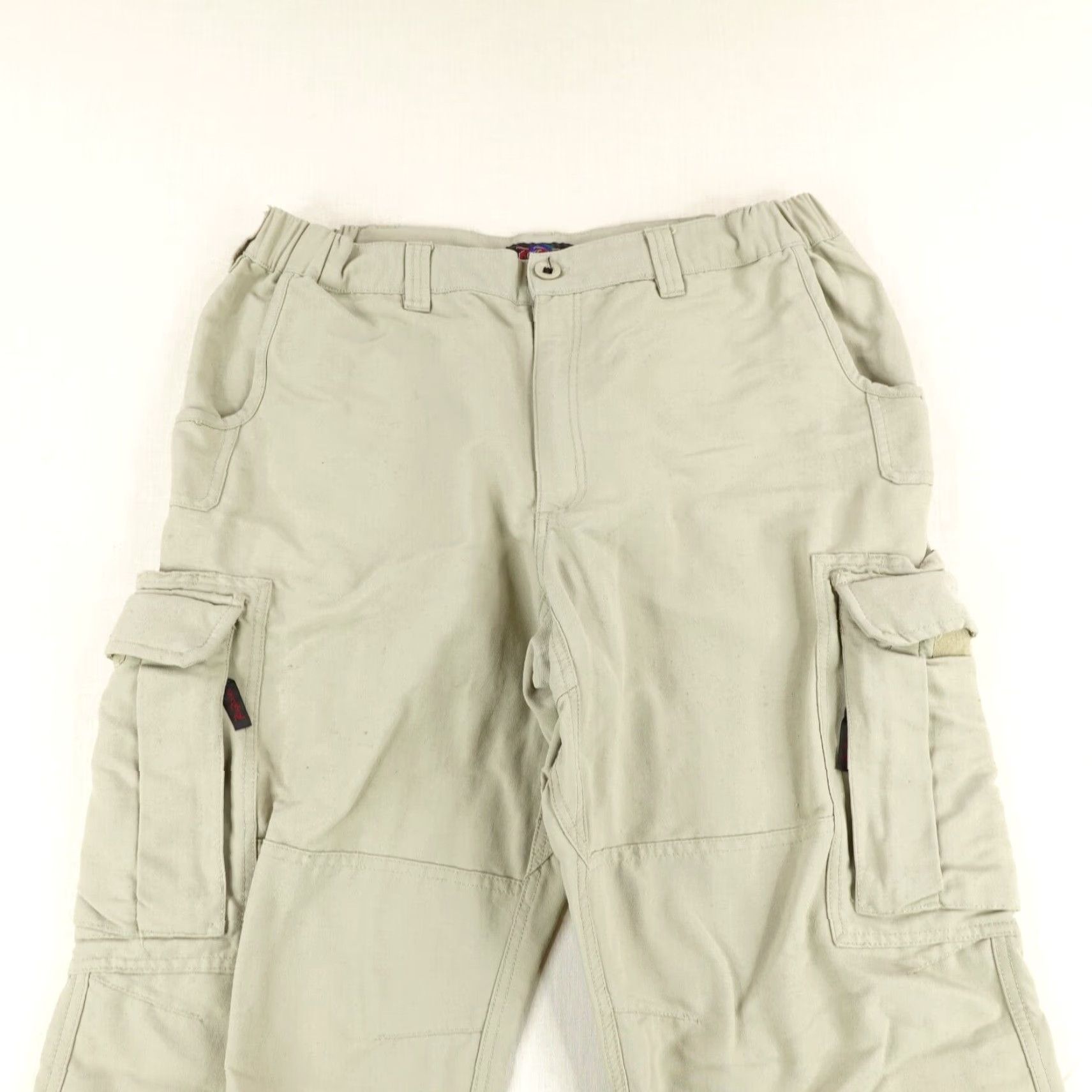 Rails VINTAGE Rail Riders Pants Mens Large Khaki Cargo Wide-Leg Outdoor Utility 26in Inseam Beige Navy Brand Mens Size US 32 / EU 48 - 2 Thumbnail