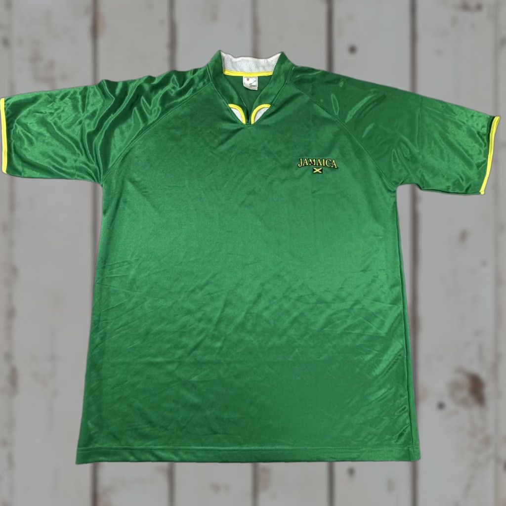 Vintage Jamaica Jersey Mens 2XL Green Embroidered Flag Raglan V-Neck Island Style Shirt Boys? Size US XXL / EU 58 / 5 - 1 Thumbnail