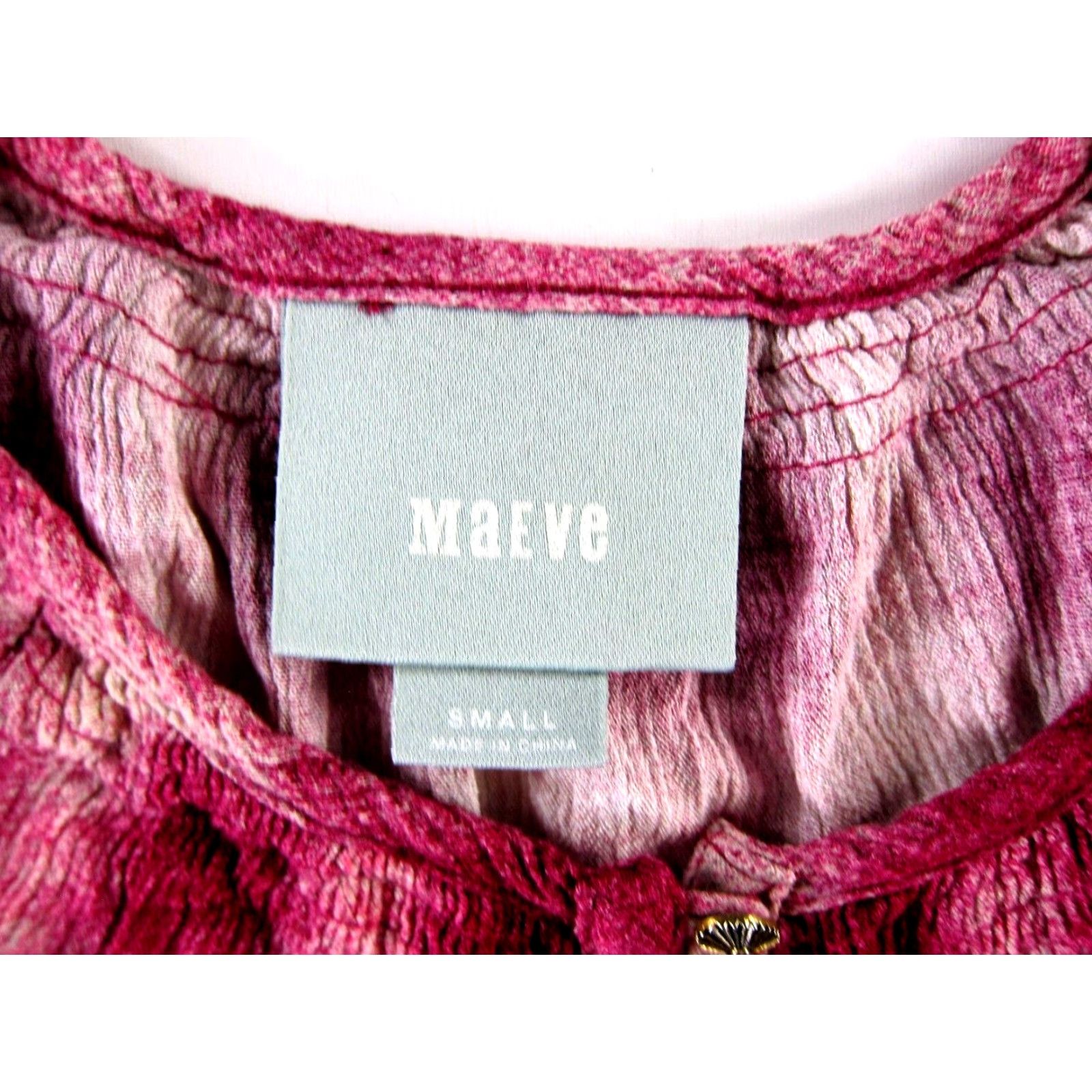 Vintage Maeve Anthropologie Pink Blouse 3/4 Sleeve Tunic Peasant Button Rayon Small Size S / US 4 / IT 40 - 4 Thumbnail