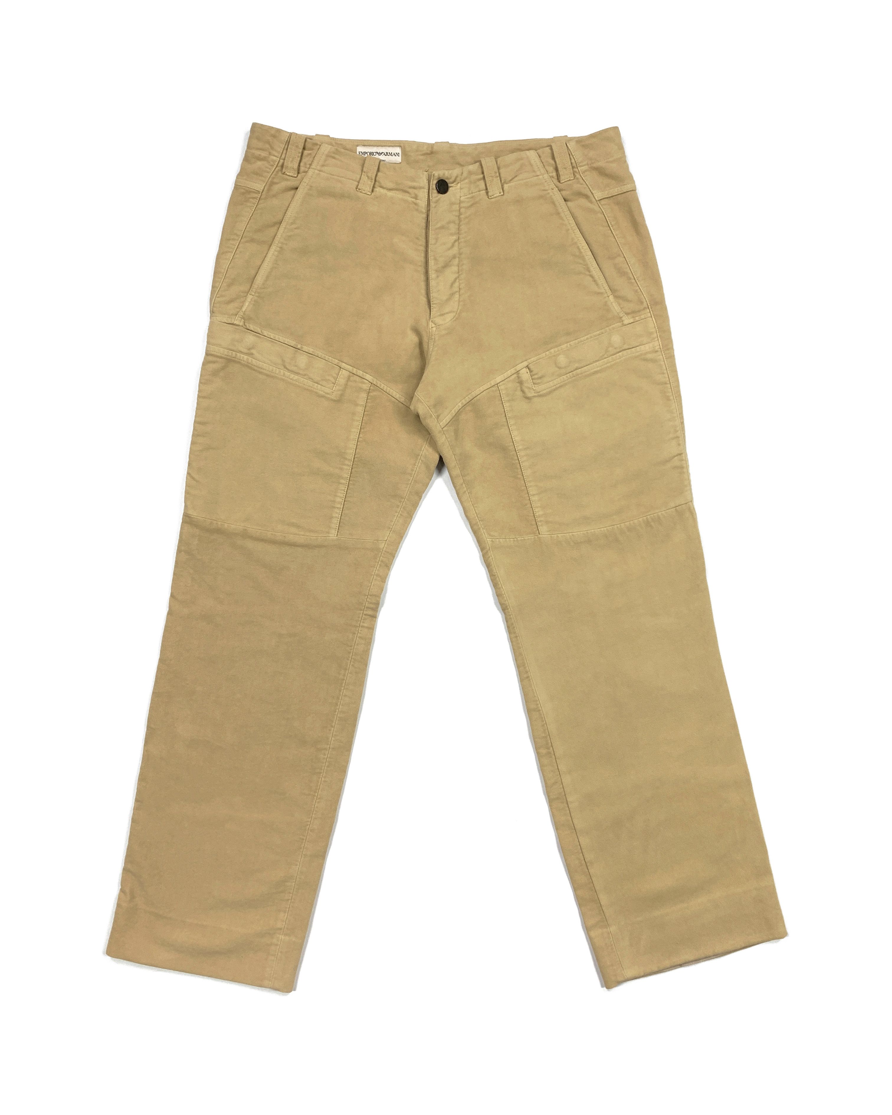 Armani × Emporio Armani × Giorgio Armani 00s Moleskin Cotton Cargo Pants Size US 35 - 1 Thumbnail
