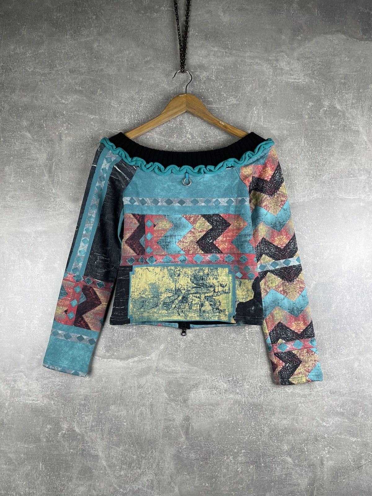 Acne Studios Y2K Save The Queen Multicolor Geometric Knit Zip Jacket Size S / US 4 / IT 40 - 8 Thumbnail