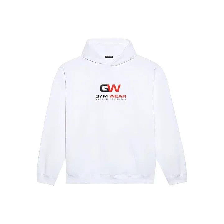 Balenciaga Balenciaga White Long Sleeve Graphic Hoodie 0079 Size US XXS / EU 40 - 1 Thumbnail