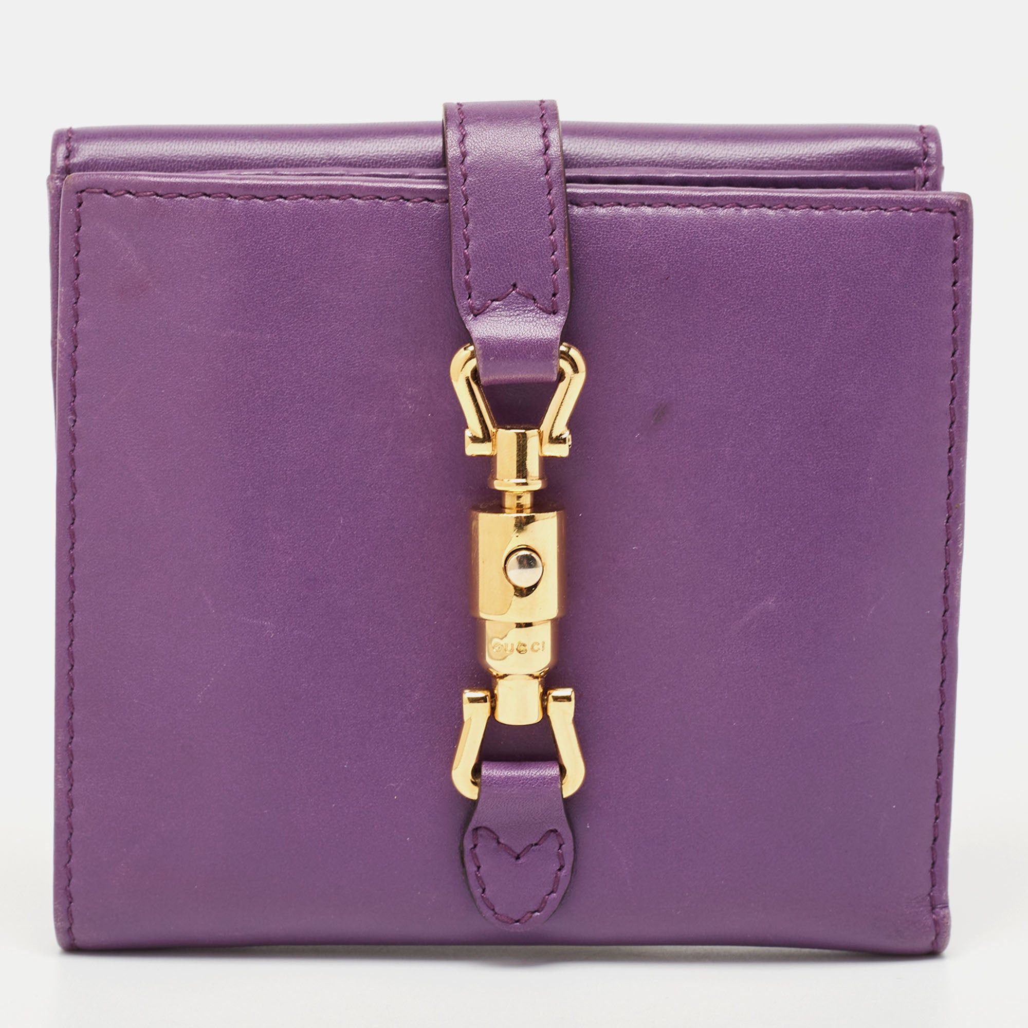 image of Gucci Purple Leather Jackie 1961 French Wallet, Women's
