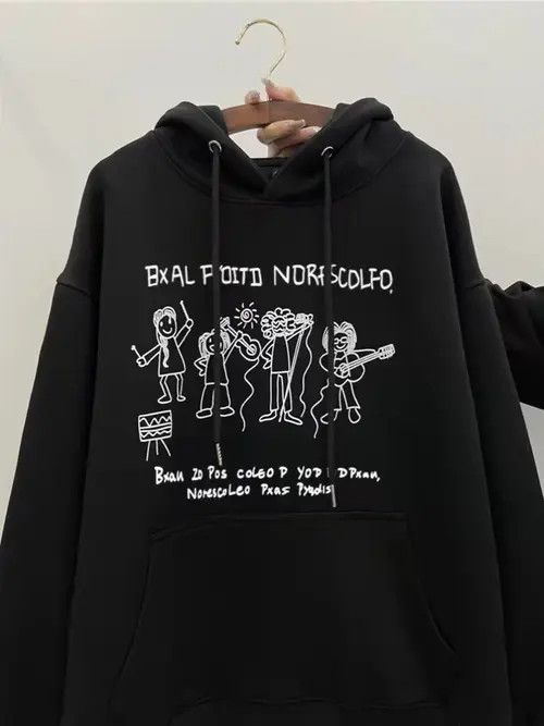 Designer Street Hip Hop Printed Loose Casual Hooded Sweatshirt Size US L / EU 52-54 / 3 - 7 Thumbnail