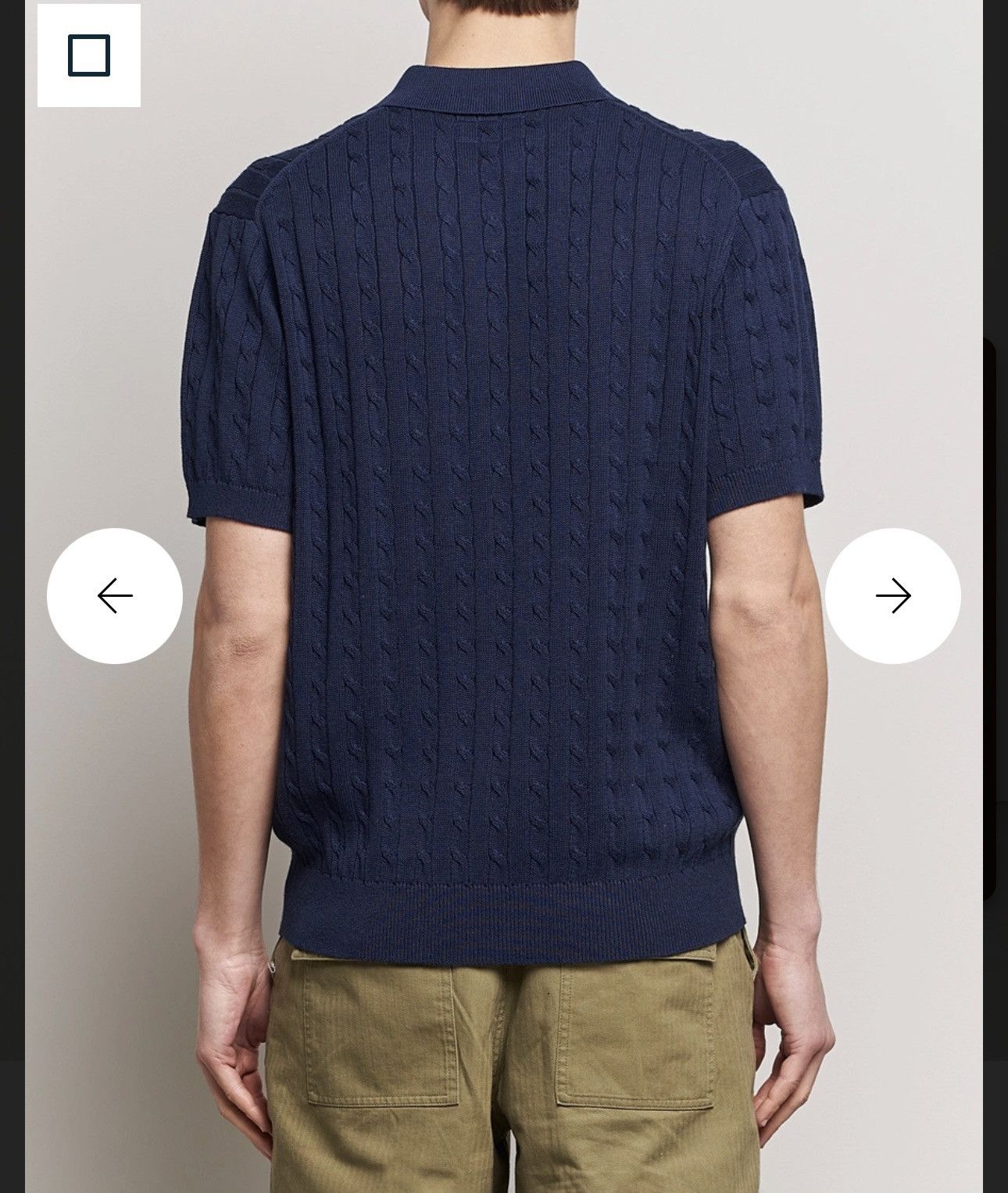 Beams Plus Short Sleeve Cable Polo Navy Size US L / EU 52-54 / 3 - 4 Thumbnail