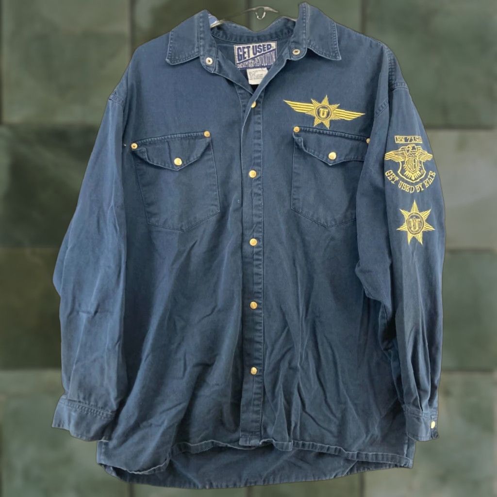 Denime VINTAGE Get Used Denim Shirt Medium Blue Long Sleeve Snap 90s Mens Size US M / EU 48-50 / 2 - 1 Thumbnail
