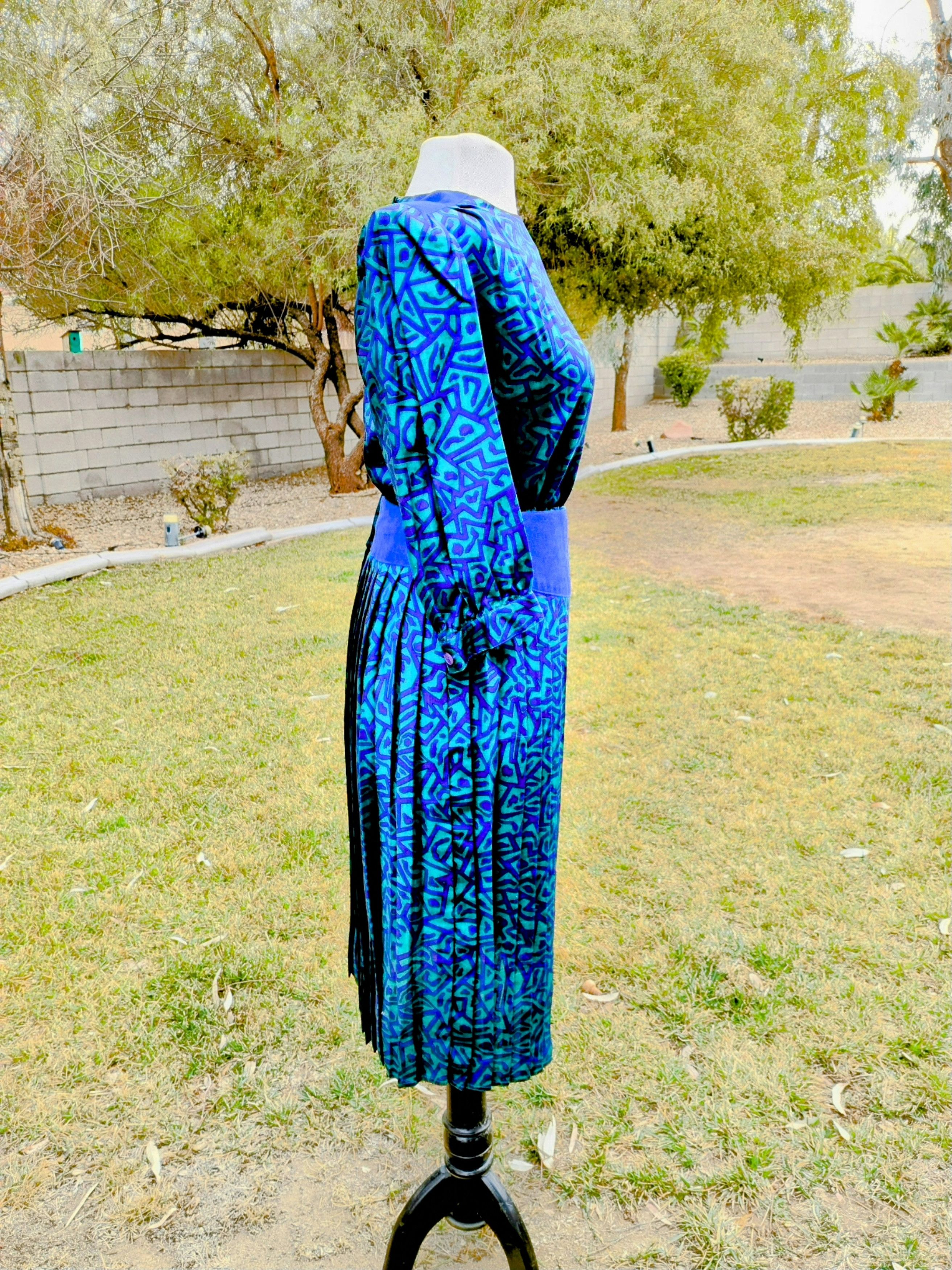 Vintage VTG Maggy London Jeannene Booher Retro 1980s Midi Dress Size S / US 4 / IT 40 - 4 Thumbnail