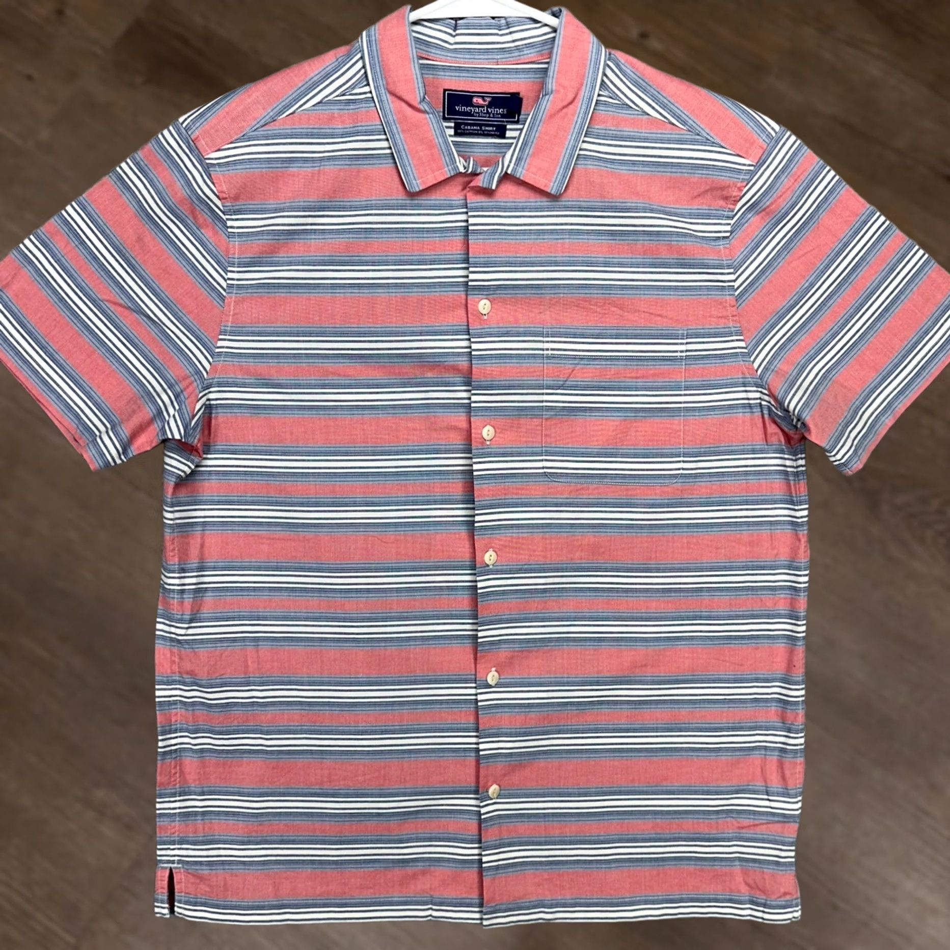 Vineyard Vines Vineyard Vines Mens Cabana Shirt Medium Pink Blue Short Sleeve Button Up Stretch Size US M / EU 48-50 / 2 - 1 Thumbnail