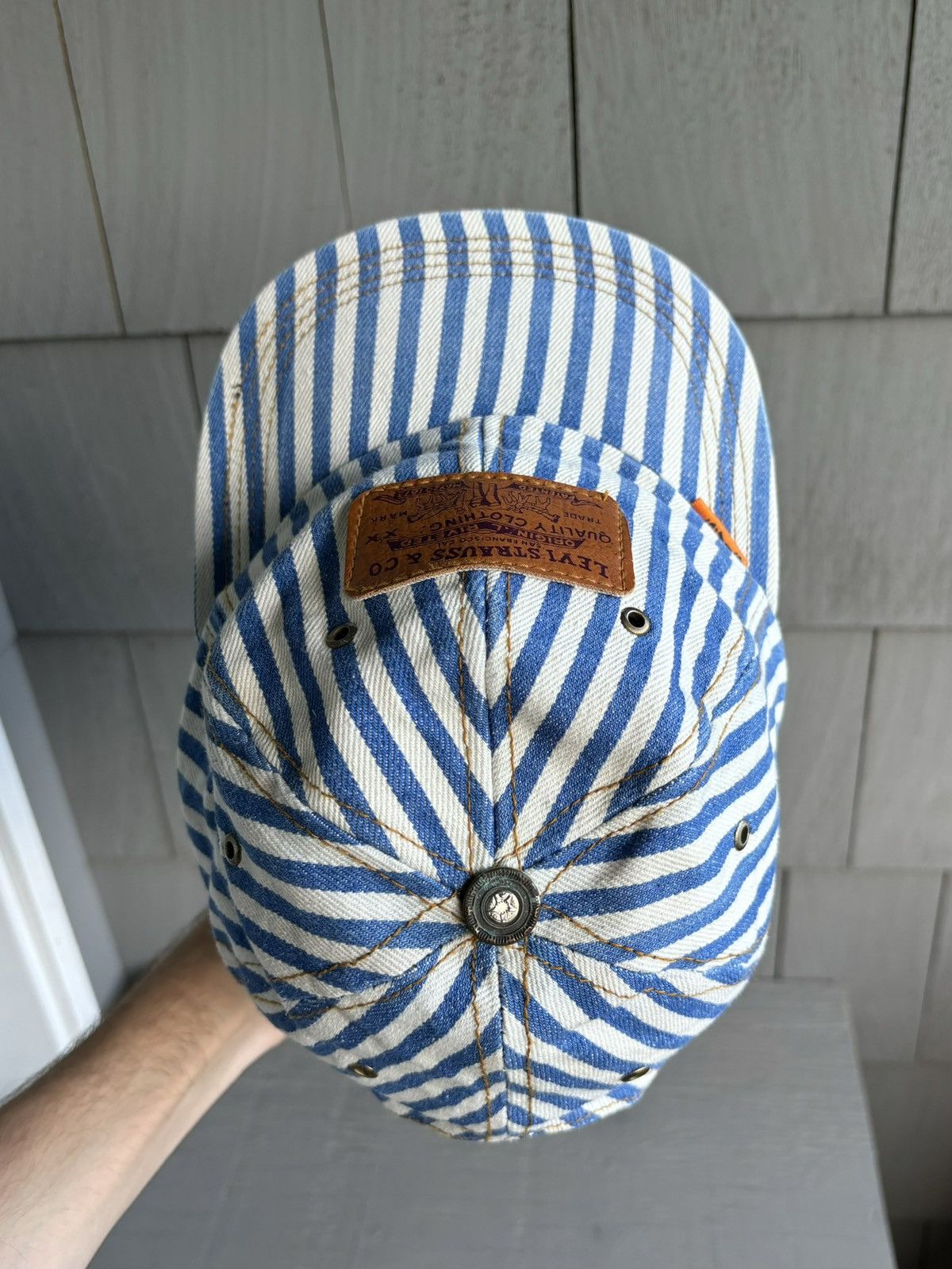 Levi's 1990s Levi's Jeans Hat Vintage Denim Snapback Striped Baseba Size ONE SIZE - 17 Thumbnail