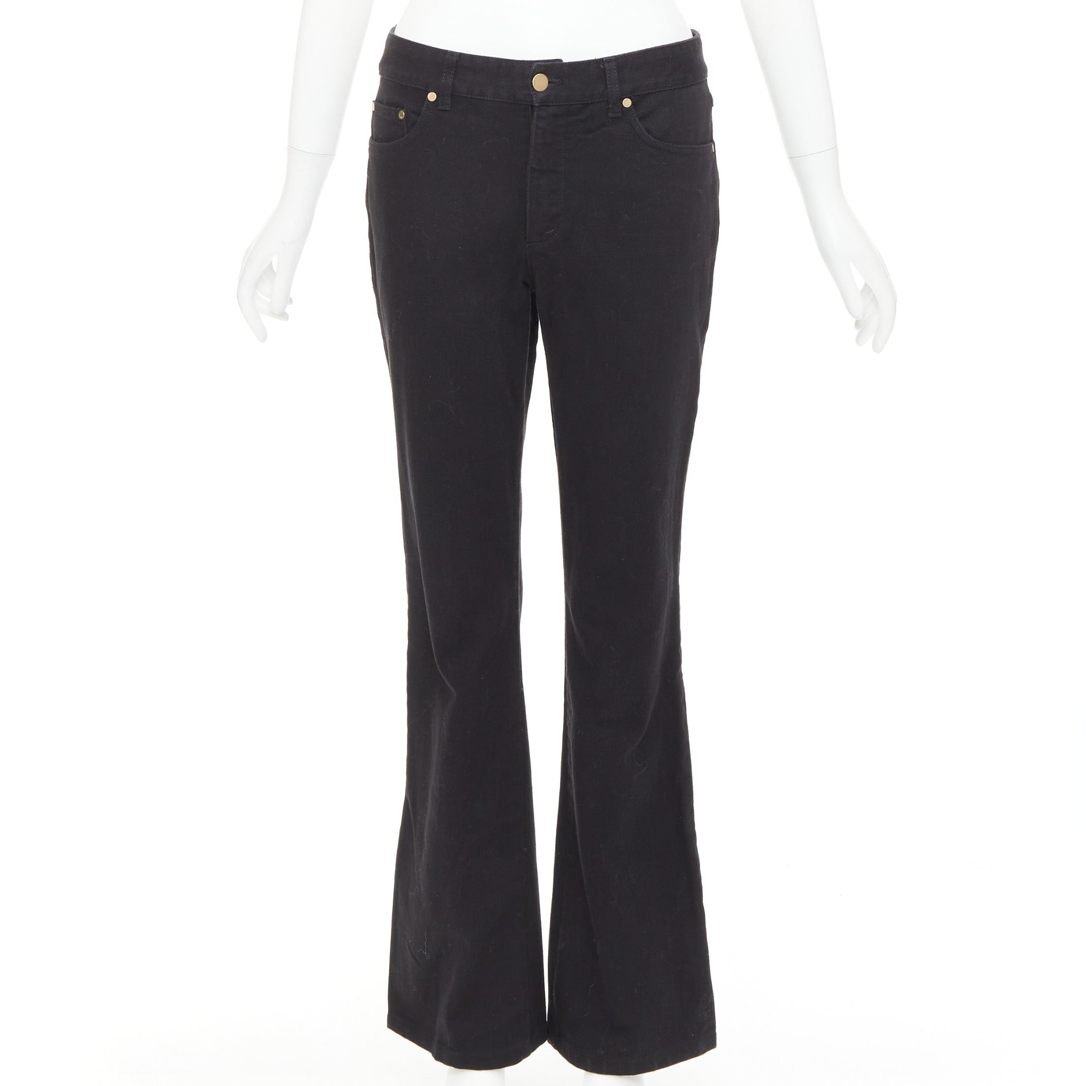 Gucci GUCCI 2003 black cotton GG topstitch logo back pocket mid waist flare jeans IT42 M Size 28" / US 6 / IT 42 - 1 Thumbnail