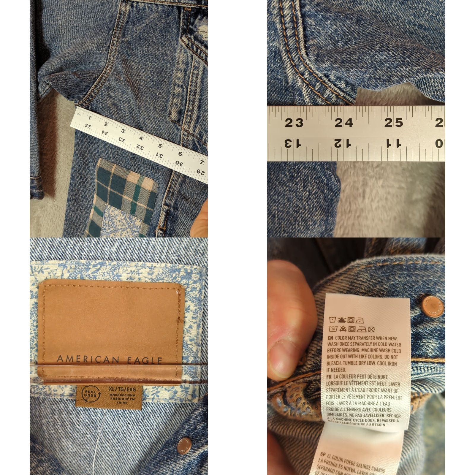 American Eagle Outfitters VINTAGE American Eagle Boyfriend Jean Jacket XL Blue Patchwork Distressed Oversized Size 40" / US 18 - 11 Thumbnail