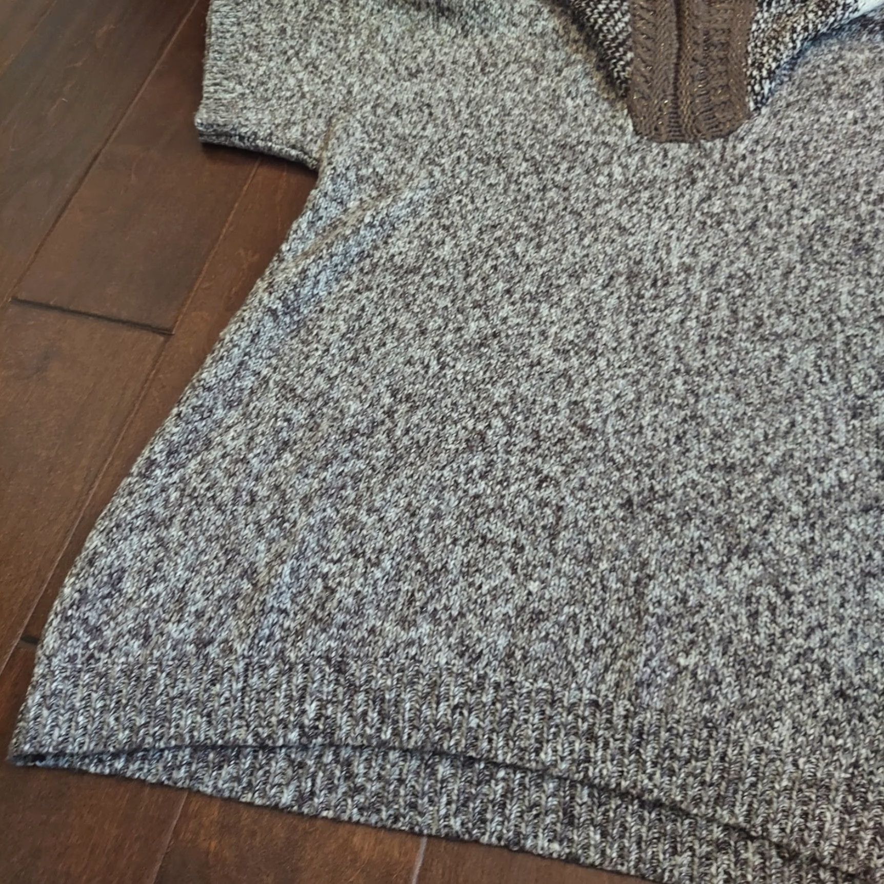 Vintage Style&co. Women's Gray Knitted Zip Turtle Neck Sweater - Size L - Solid Knit Cotton Acrylic Tunic Long Sleeve Womens Size L / US 10 / IT 46 - 4 Thumbnail