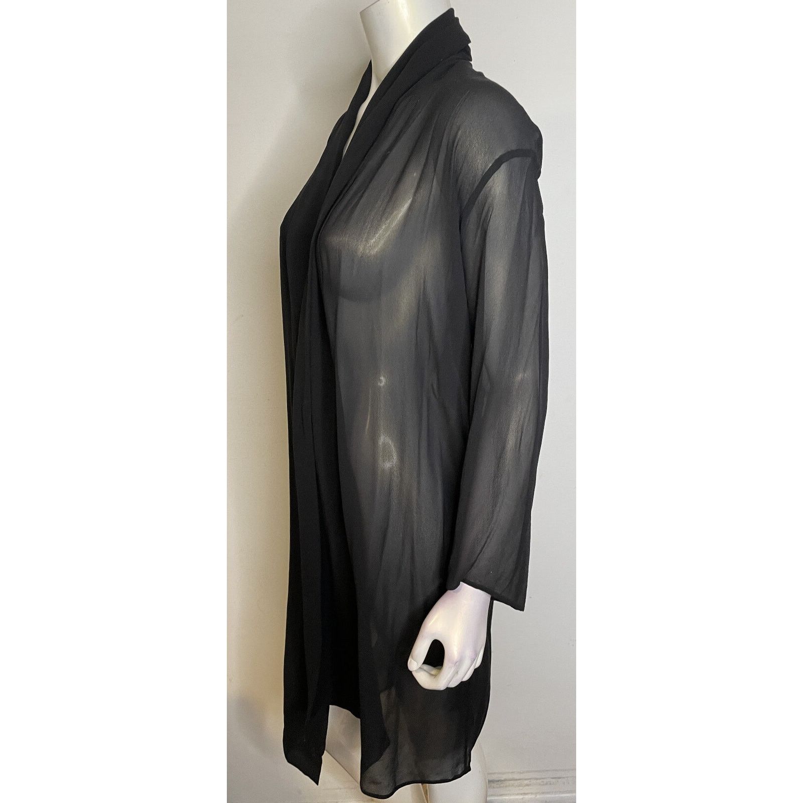 Eileen Fisher Eileen Fisher Black Silk Georgette Long Kimono Jacket L Size L / US 10 / IT 46 - 5 Thumbnail