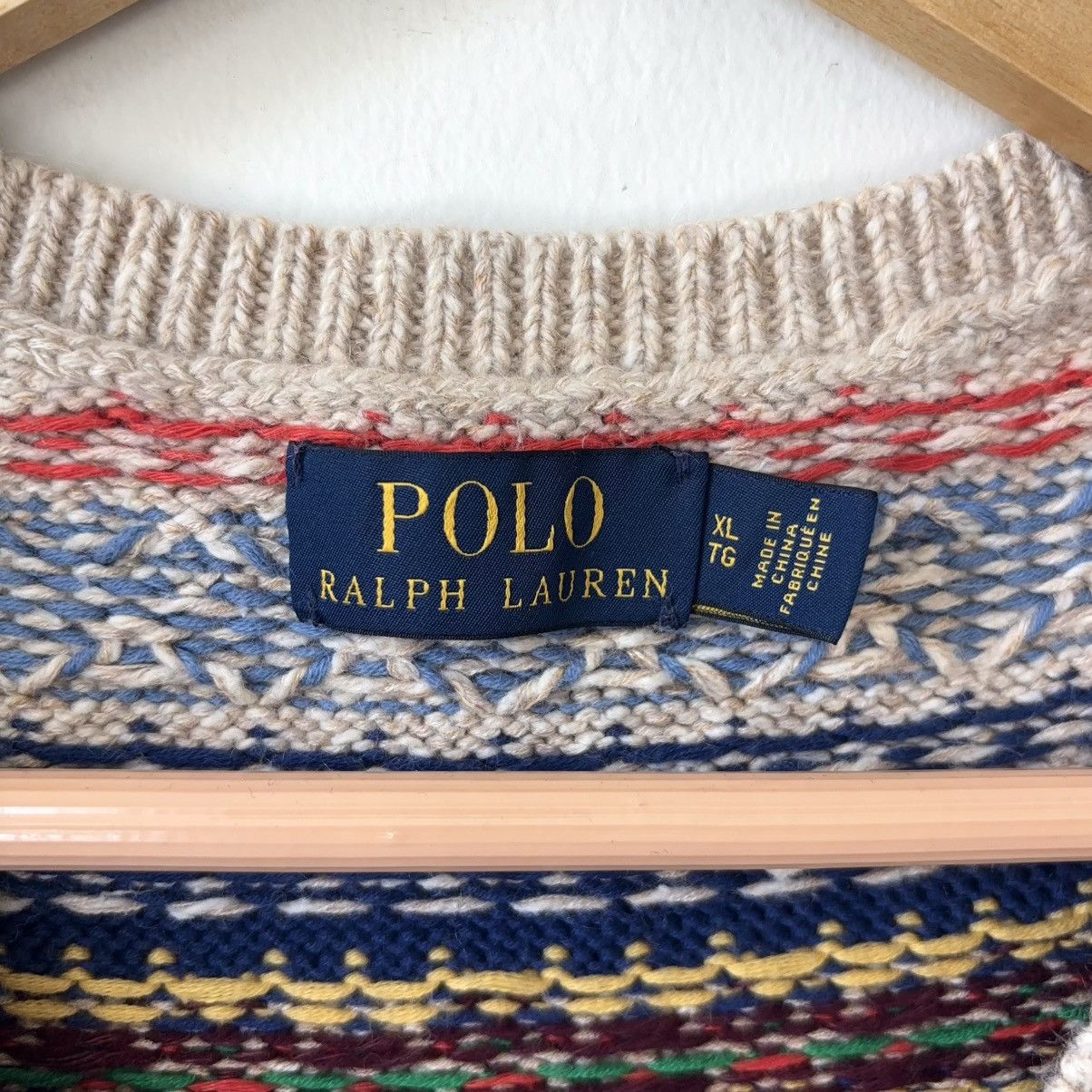Polo Ralph Lauren Cashmere Linen Blend Fair Isle Sweater Vest V-Neck Size US XL / EU 56 / 4 - 4 Thumbnail