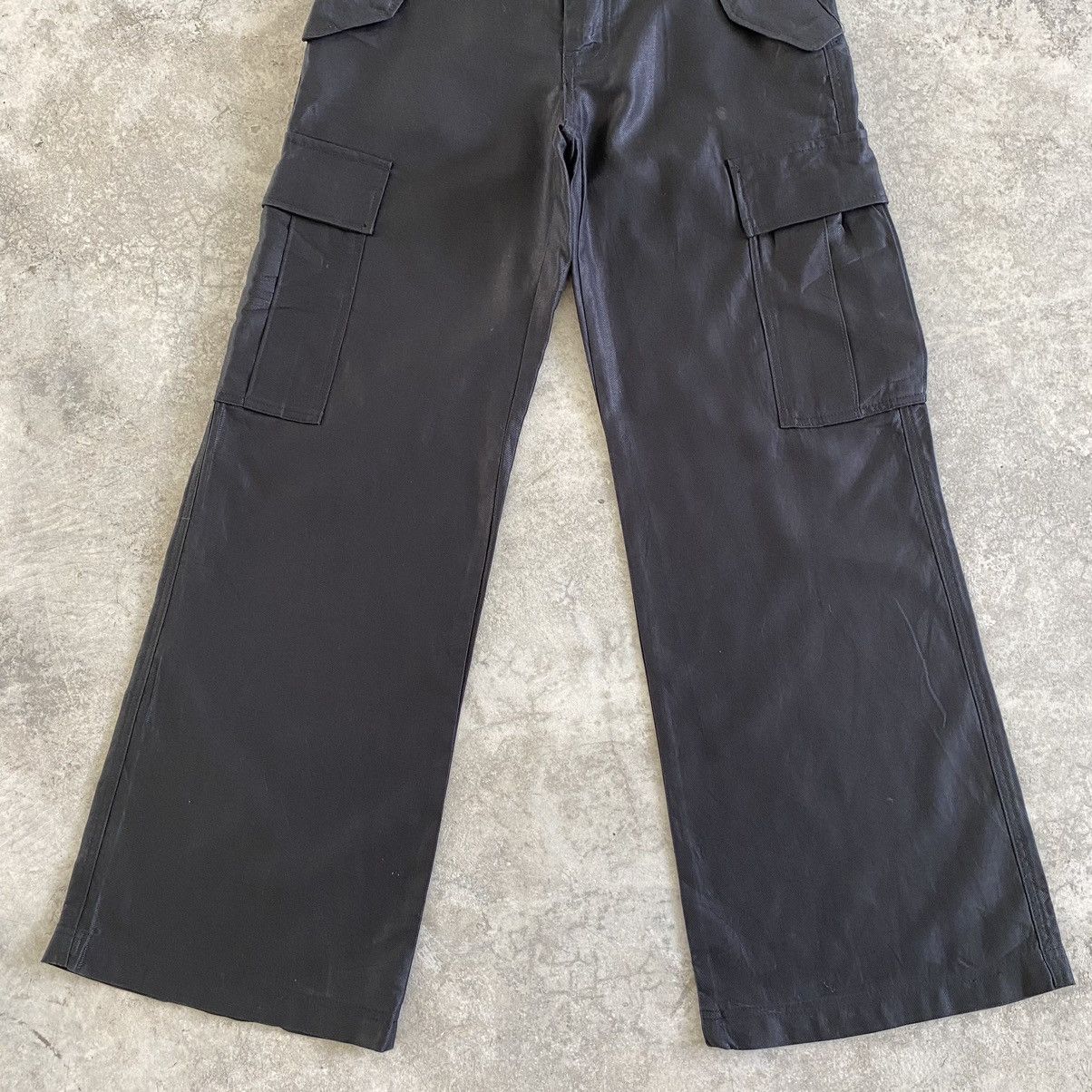 L7 Real Hip Vintage L7 Real Hip Coated Wide Leg Flared Cargo Pants Size US 31 - 4 Thumbnail