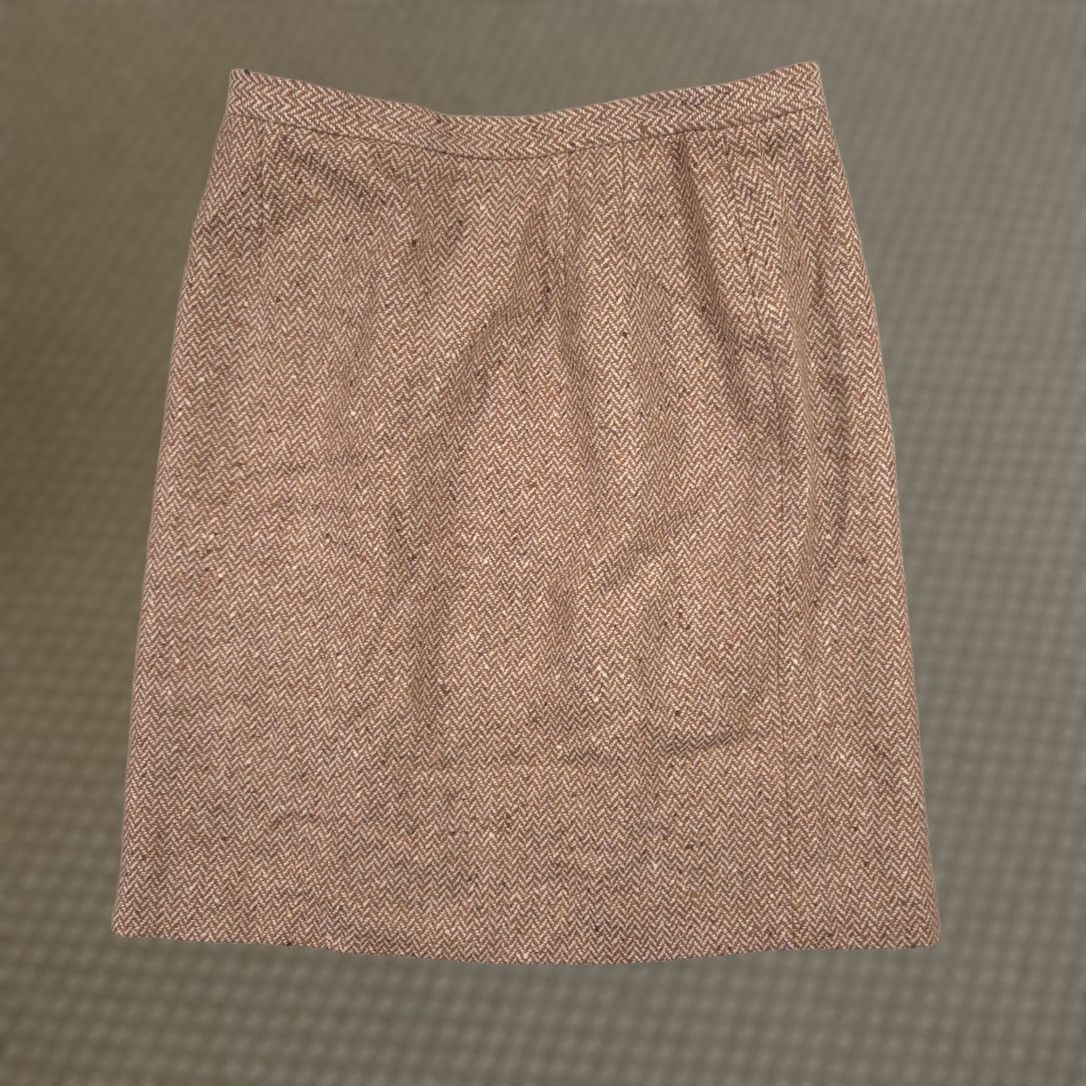 Talbots Talbots Skirt Womens Petite 12 Brown Wool Herringbone Pencil Lined Career Tweed Size 34" / US 12 / IT 48 - 1 Thumbnail