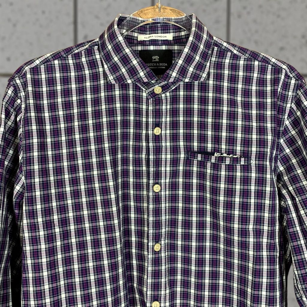 Scotch & Soda Scotch & Soda Shirt Mens Size M Plaid Button Up Purple Pink Multi Aloha London Size US M / EU 48-50 / 2 - 1 Thumbnail
