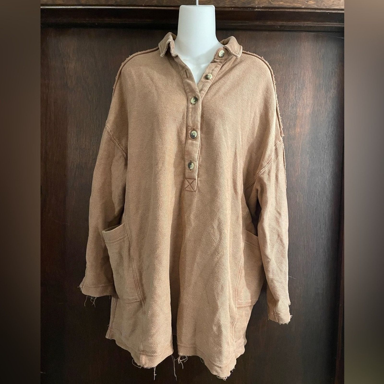 Free People Free People Brand XS Antique Oak Brown Willow Polo Tunic Size XS / US 0-2 / IT 36-38 - 3 Thumbnail