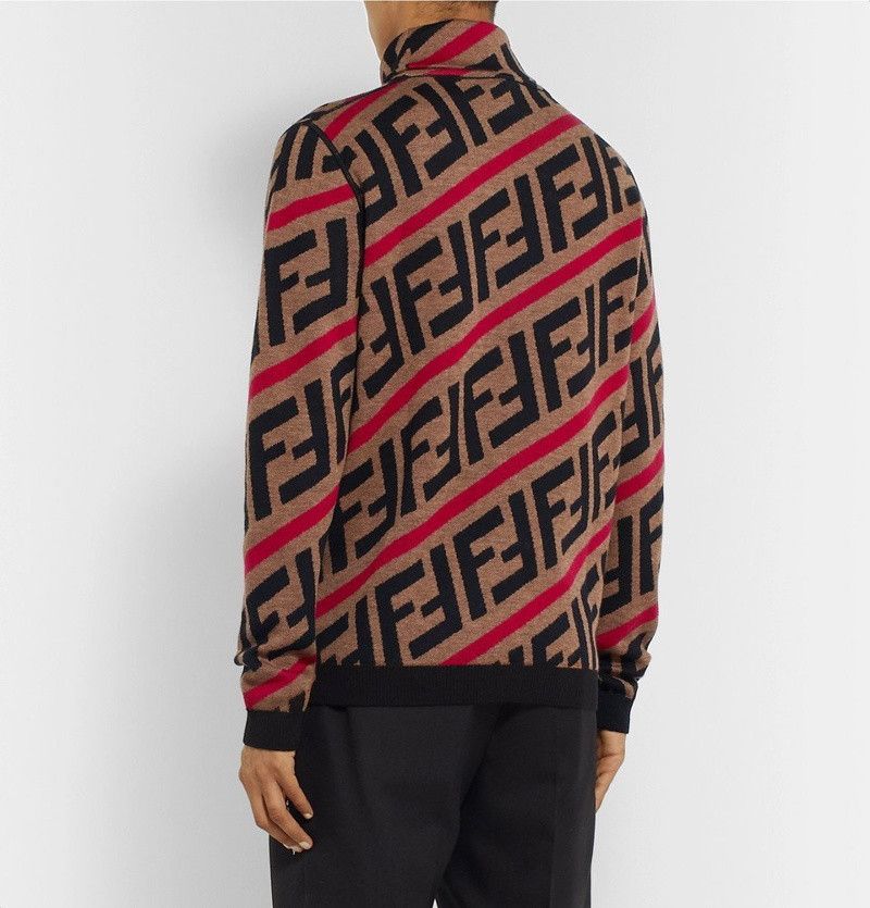 Fendi FENDI BROWN WOOL FOREVER FENDI ALL-OVER TURTLENECK Size US M / EU 48-50 / 2 - 7 Thumbnail