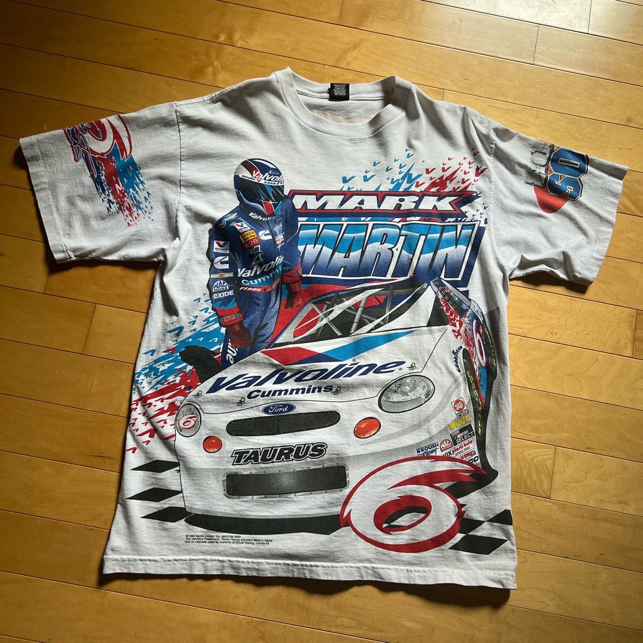 image of Mark Martin Nascar Vintage Graphic Tee in White, Men's (Size XL)