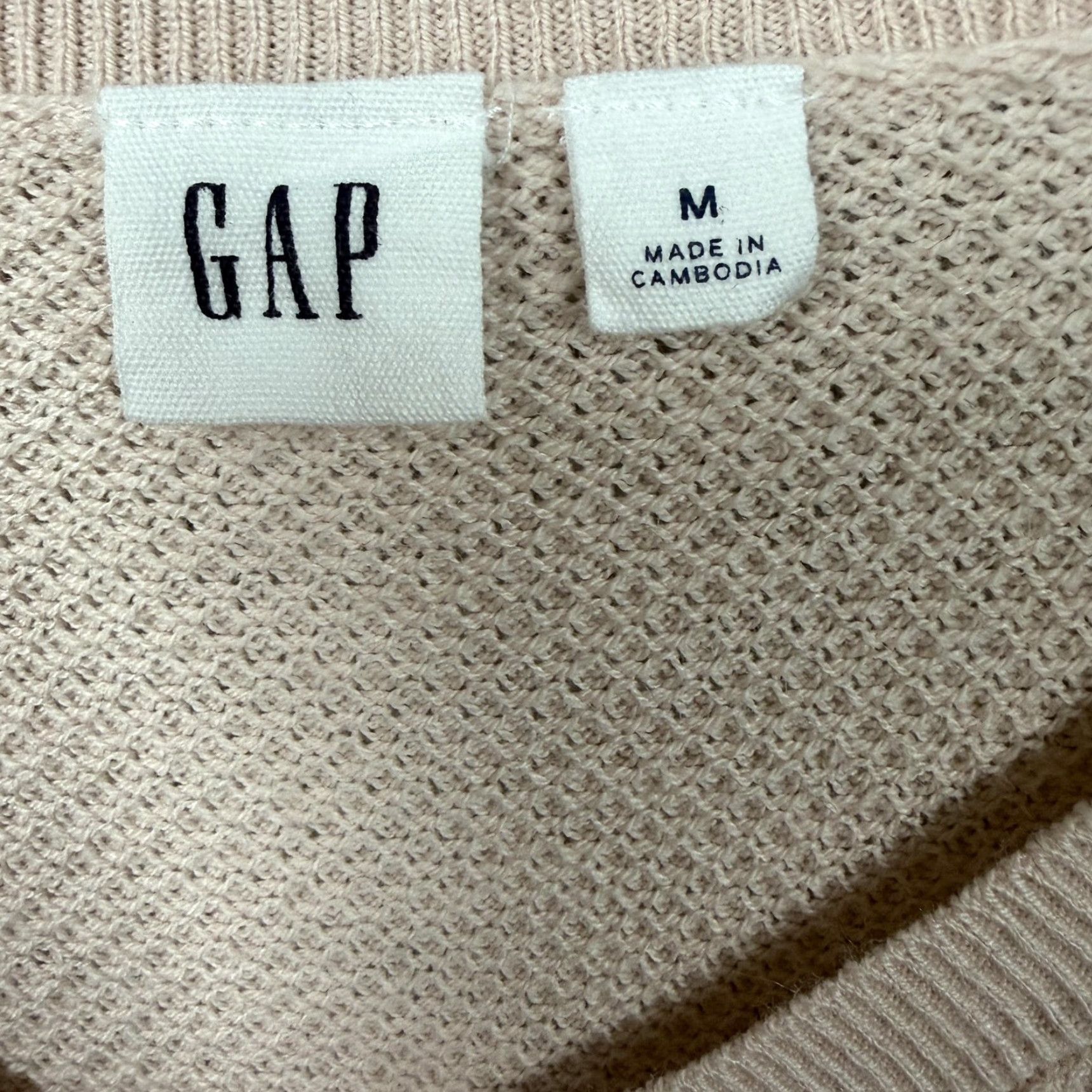 Gap Gap Sweater Womens M Pink V-Neck Raglan Waffle Knit Pullover Casual Lightweight Knit Shirt Size M / US 6-8 / IT 42-44 - 5 Thumbnail