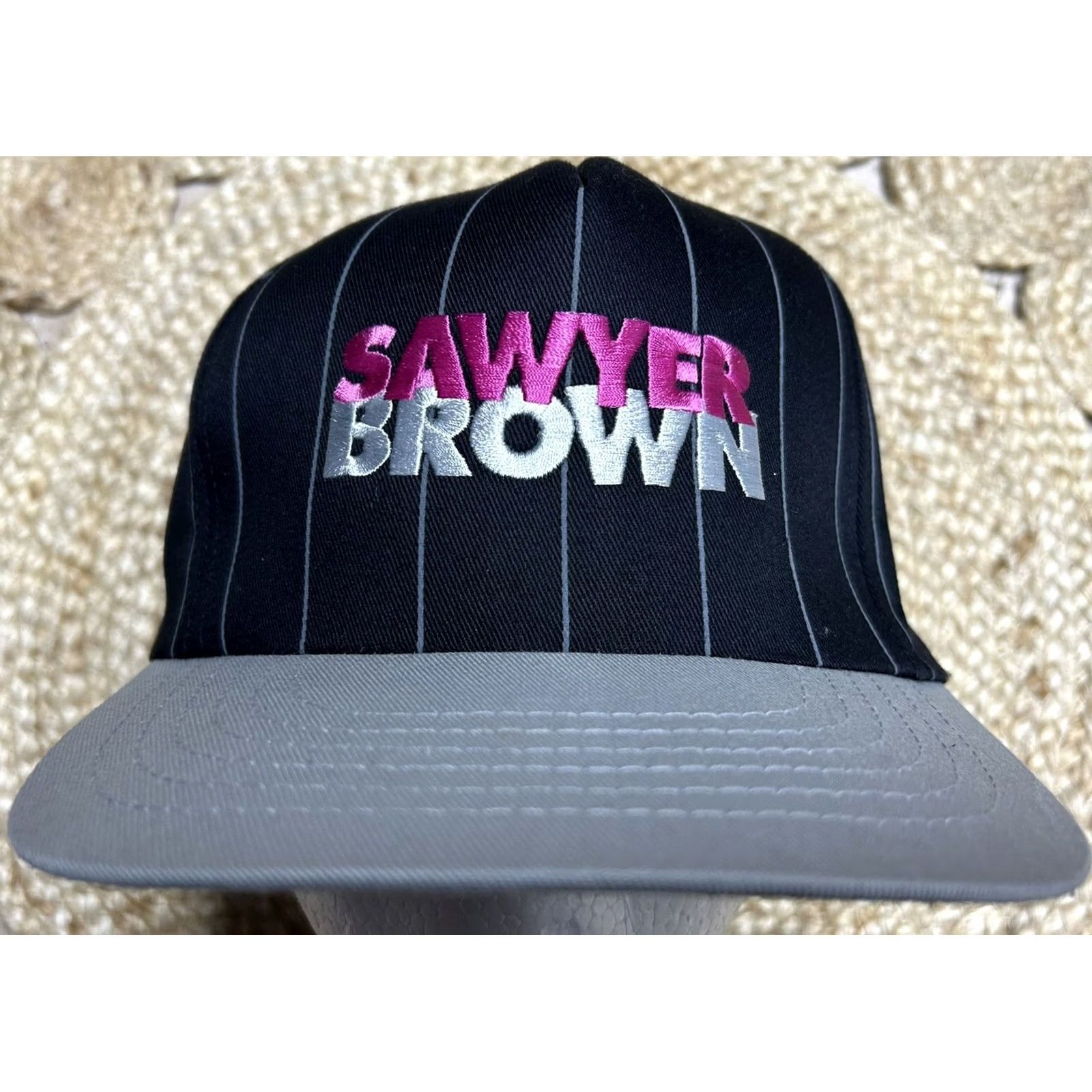 Vintage VINTAGE Sawyer Brown Country Music Snapback Hat Pin-Stripes Black Rare Baseball Cap Mens One Size Adjustable Splinter Brand Size ONE SIZE - 2 Thumbnail