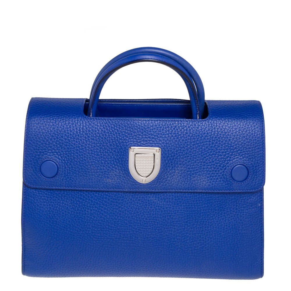 image of Dior Blue Pebbled Leather Medium Ever Tote in Black, Women's