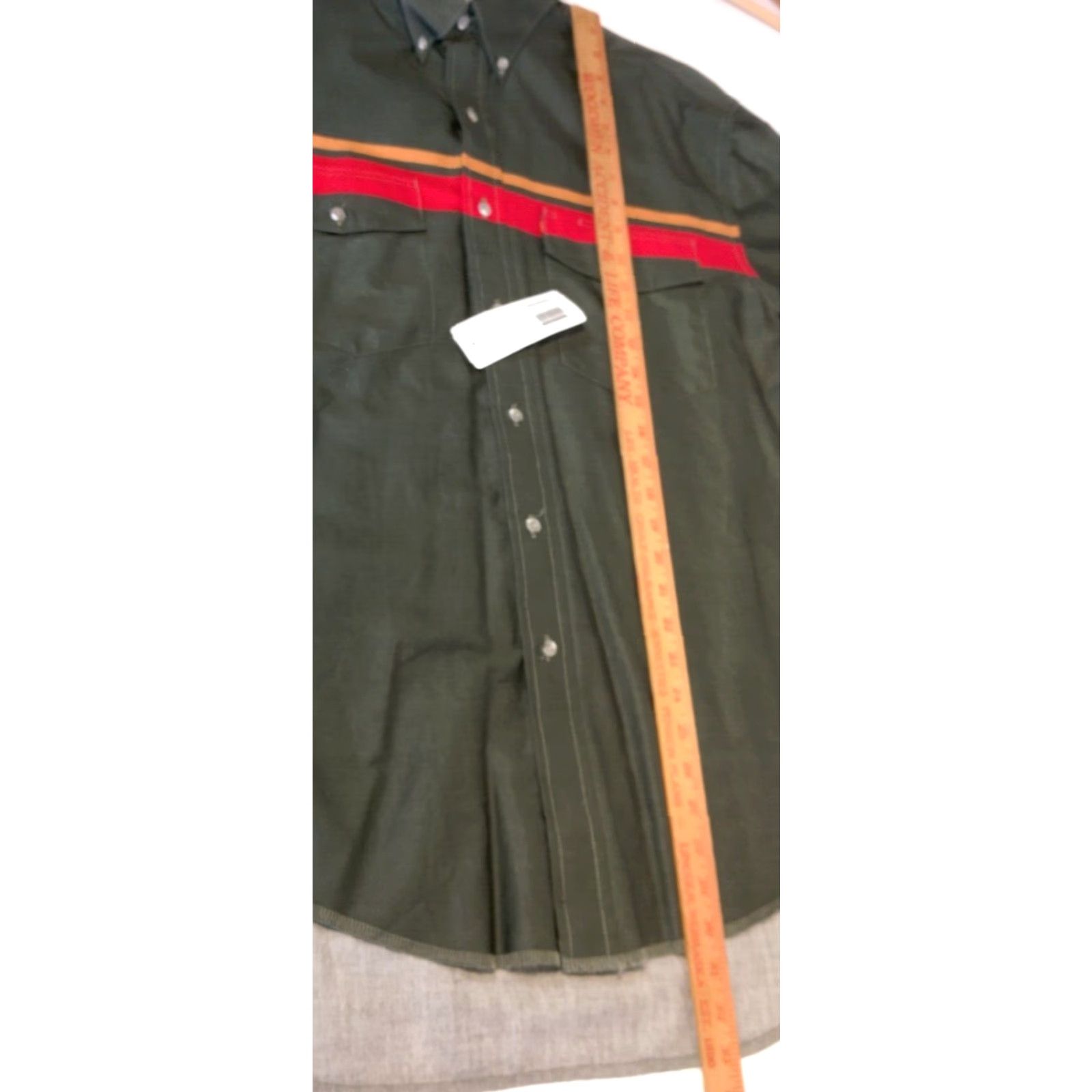 Wrangler VINTAGE Wrangler Western Shirt 17x35 Button-Down Green Stripe Cotton Woven Men Cowboy 1990s Rancher Irregular NOS Shirt Size US XL / EU 56 / 4 - 6 Thumbnail