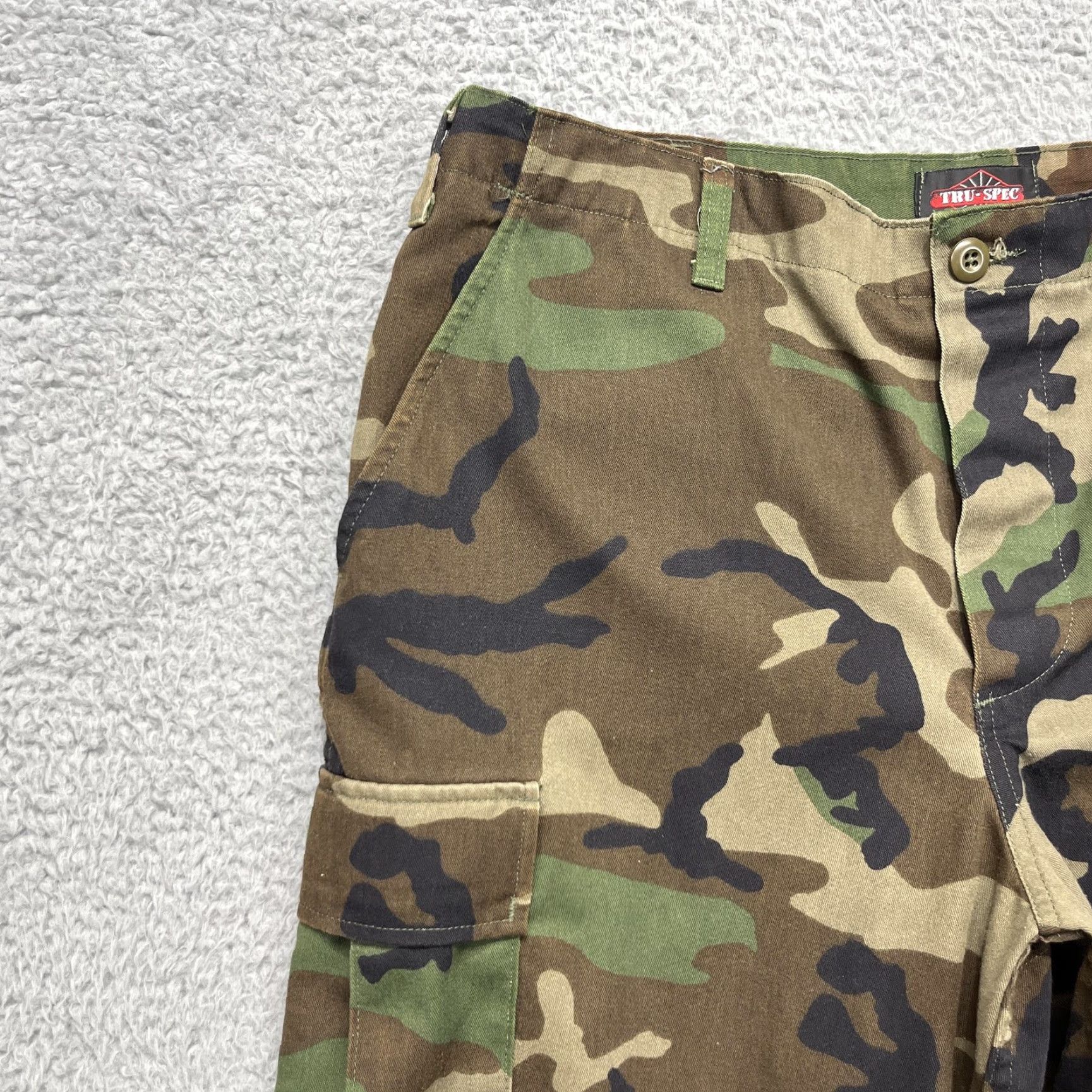 TRU-SPEC Pants Mens Large Woodland Camo Cargo BDU Adjustable Waist Drawstring