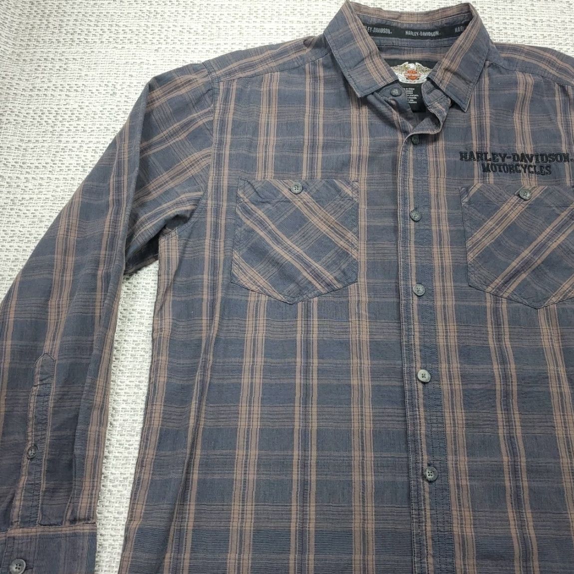Harley Davidson Harley-Davidson Shirt Mens M Plaid Long Sleeve Button-Up Embroidered Bike Casual Size US M / EU 48-50 / 2 - 3 Thumbnail