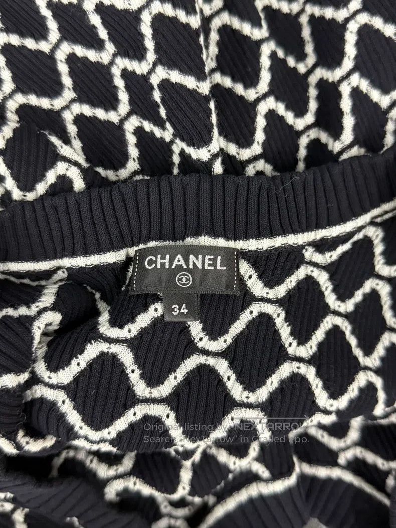 Chanel Chanel Black and white diamond plaid knitted short sleeves Size XXS / US 00 / IT 34 - 4 Thumbnail