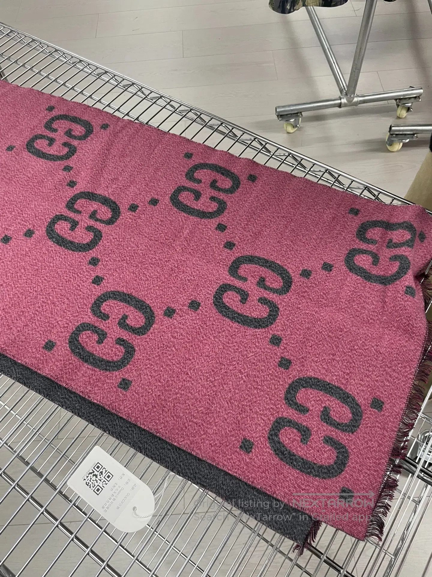 Gucci Guicci Pink and gray color block double G jacquard wool sc Size ONE SIZE - 3 Thumbnail