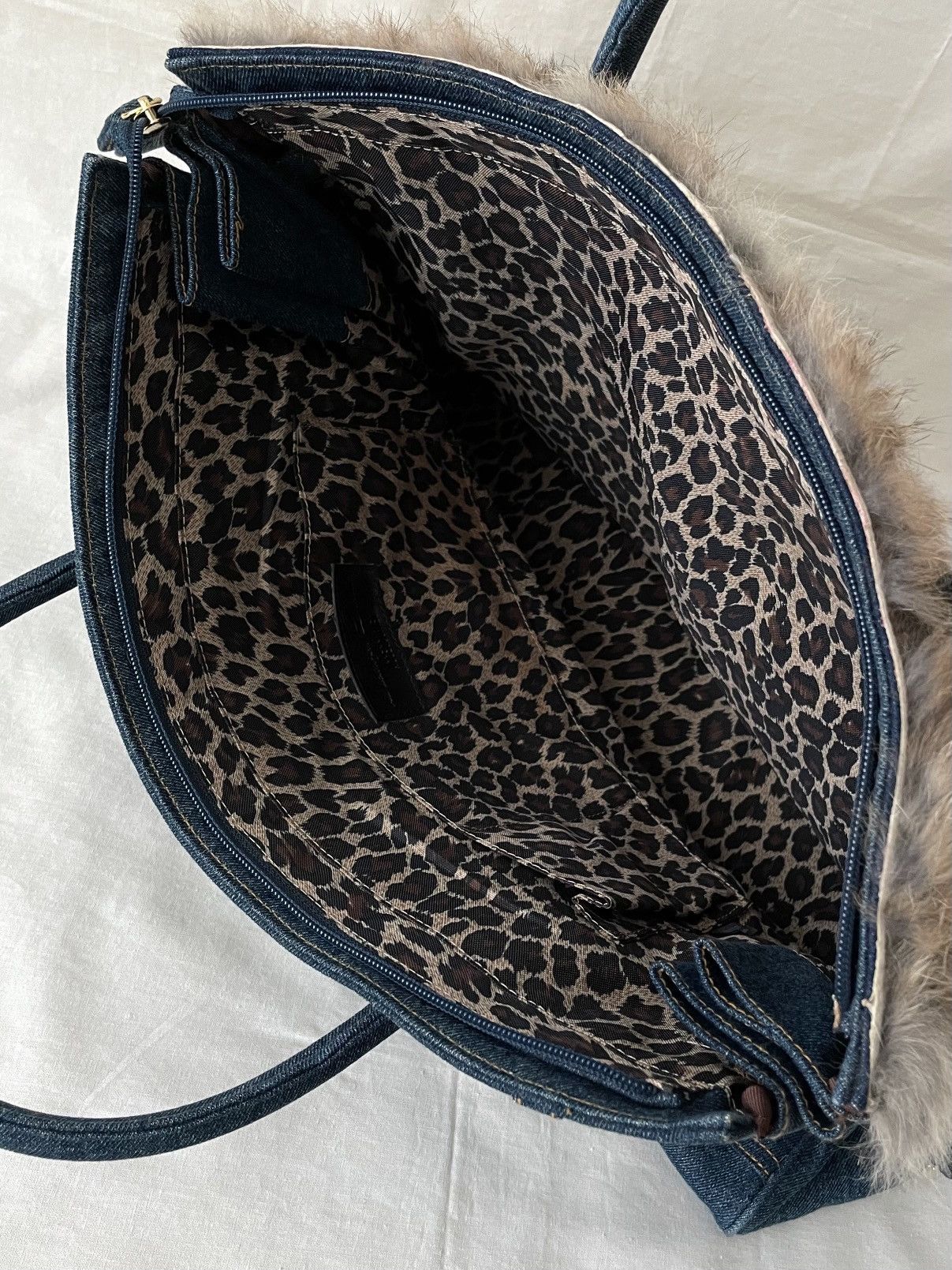 Japanese Brand Birkin Style Denim and Fur Handmade Bag Japan Size ONE SIZE - 5 Thumbnail