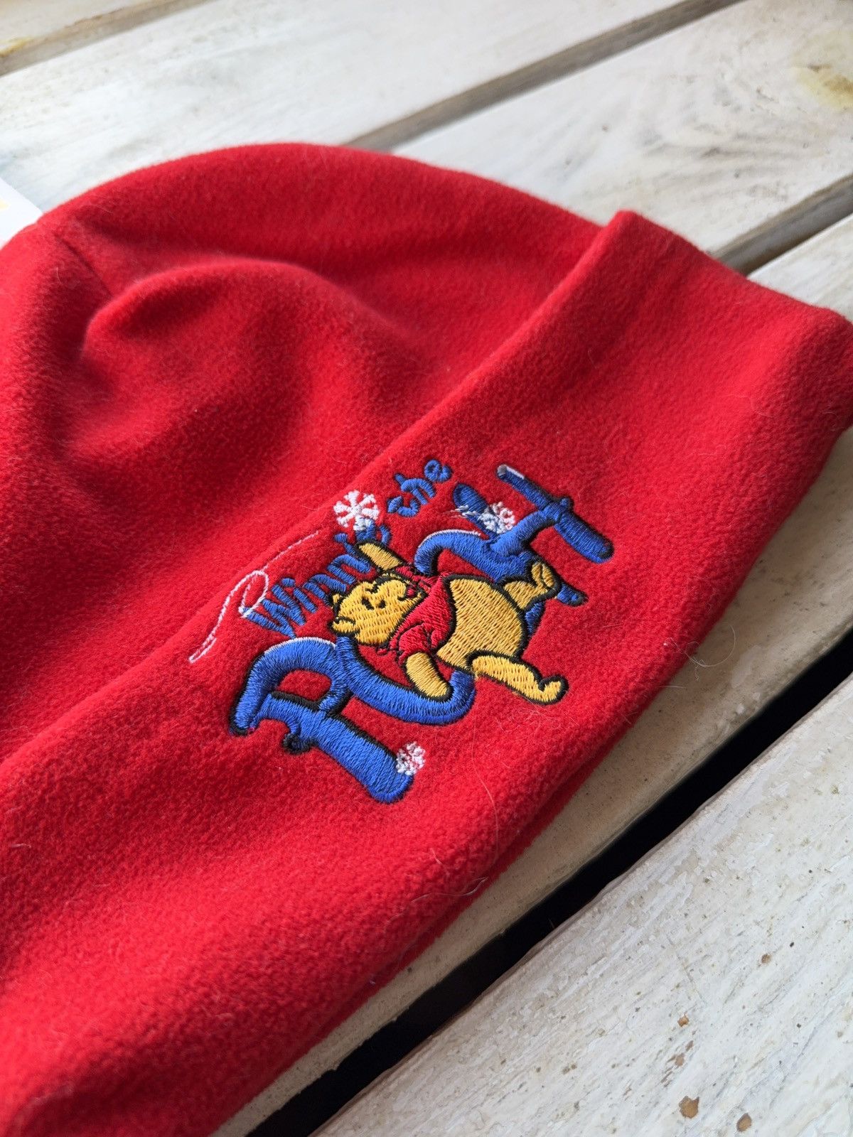 Disney 00s Vintage Disney Winnie The Pooh Embroidered Fleece Beanie Size ONE SIZE - 4 Thumbnail