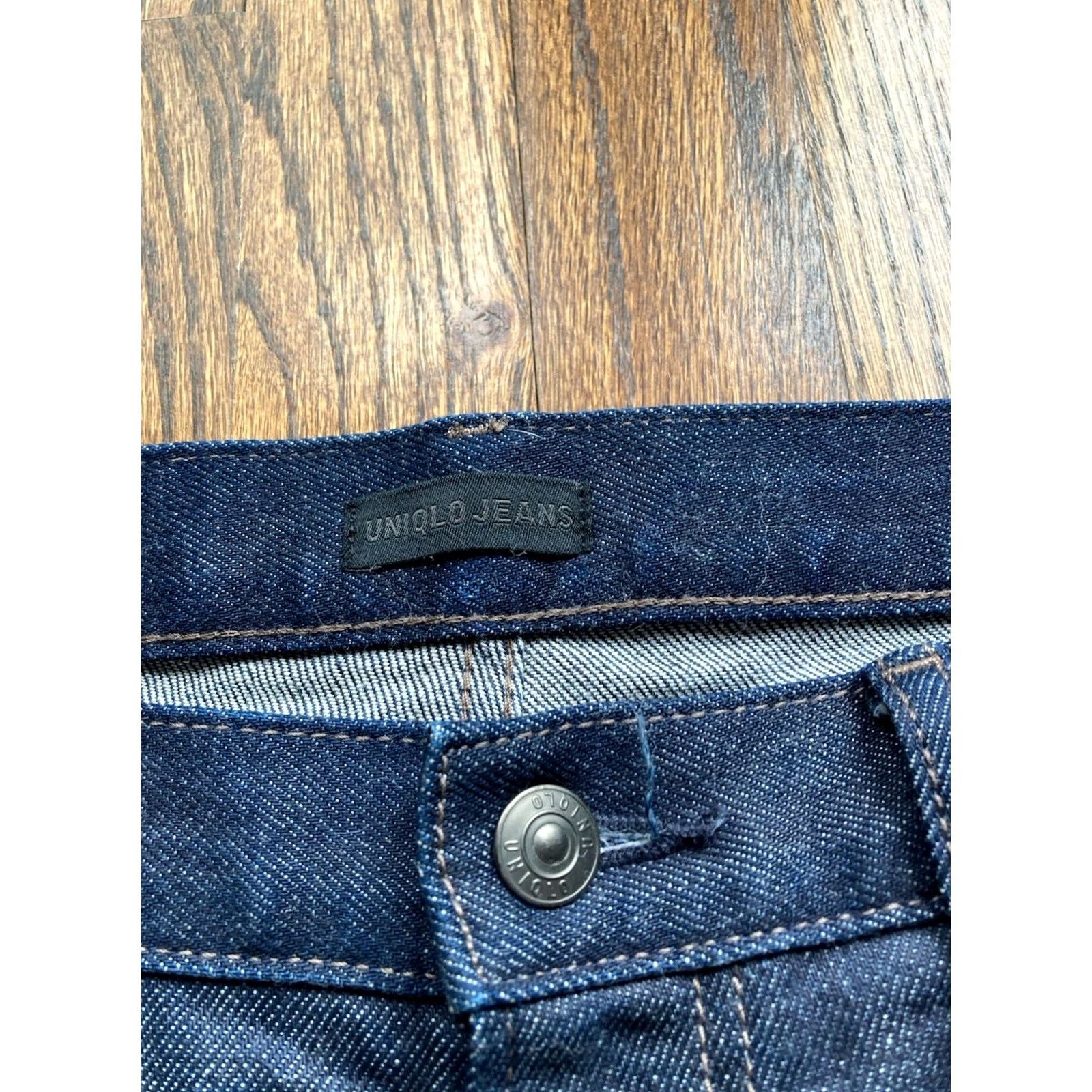Uniqlo Uniqlo Jeans Mens 32x26 Selvage Blue Dark Wash Slim Straight Kaihara Denim Size US 32 / EU 48 - 3 Thumbnail
