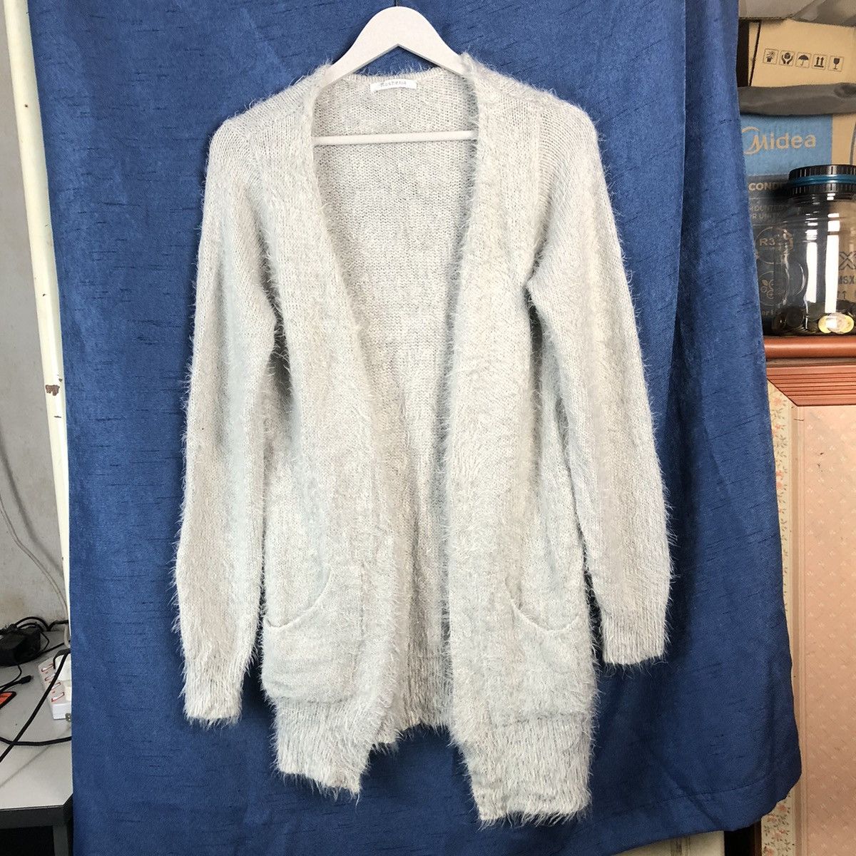 Aran Isles Knitwear × Homespun Knitwear × Japanese Brand Rusheria Grey Shag Shaggy Fur Mohair Cardigan #847 Size S / US 4 / IT 40 - 1 Thumbnail