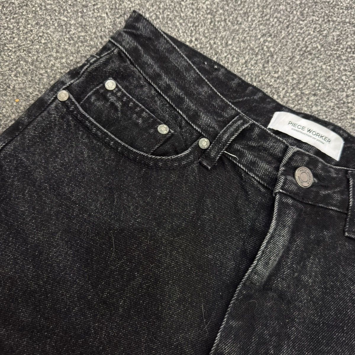 If Six Was Nine Flared Long Piece Worker Black Wash Denim Jeans Size US 29 - 10 Thumbnail